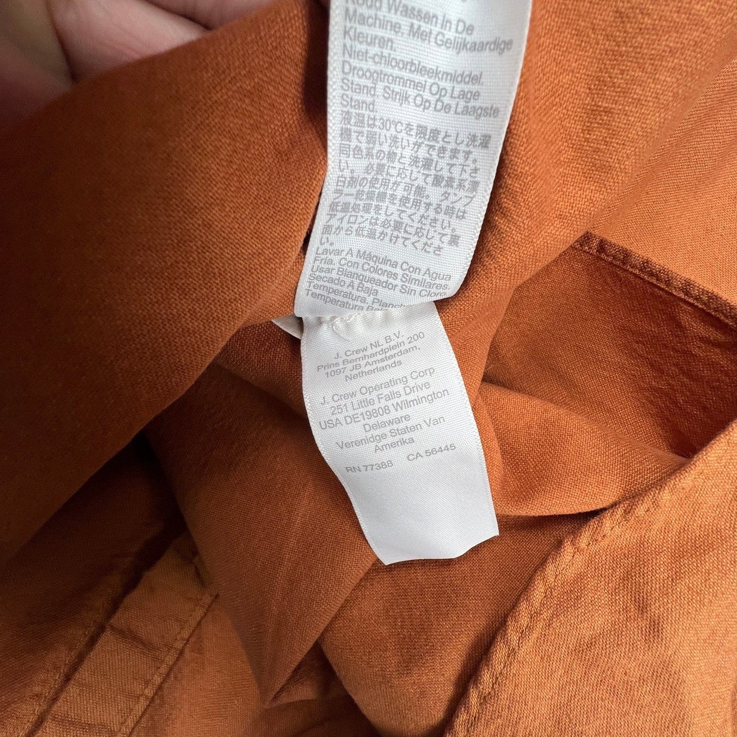 J.Crew Button Down Shirt Mens Large Orange Slim Untucked Garment Dye Casual