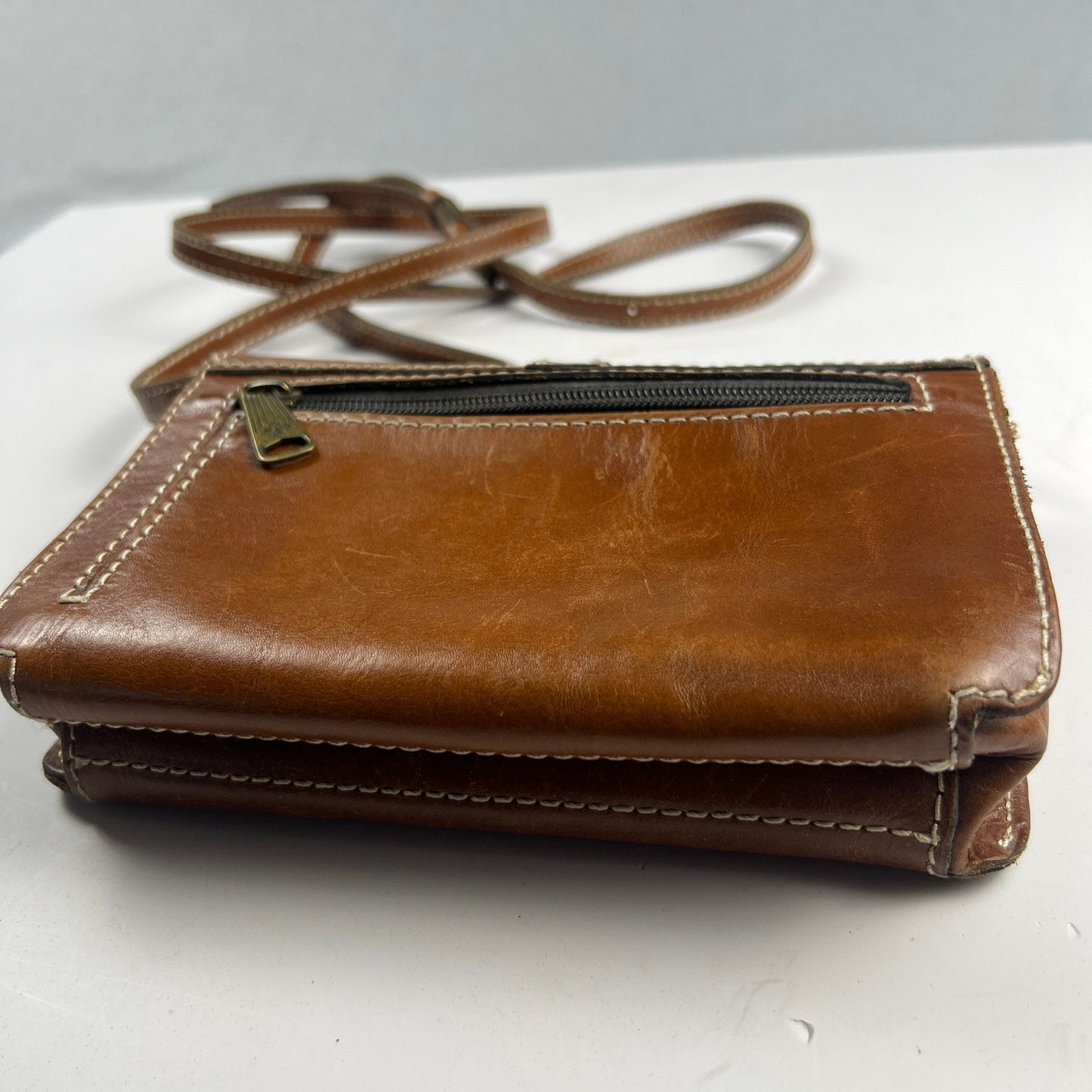 Patricia Nash Tooled Leather Crossbody Bag Tan Floral Embossed Vintage Boho
