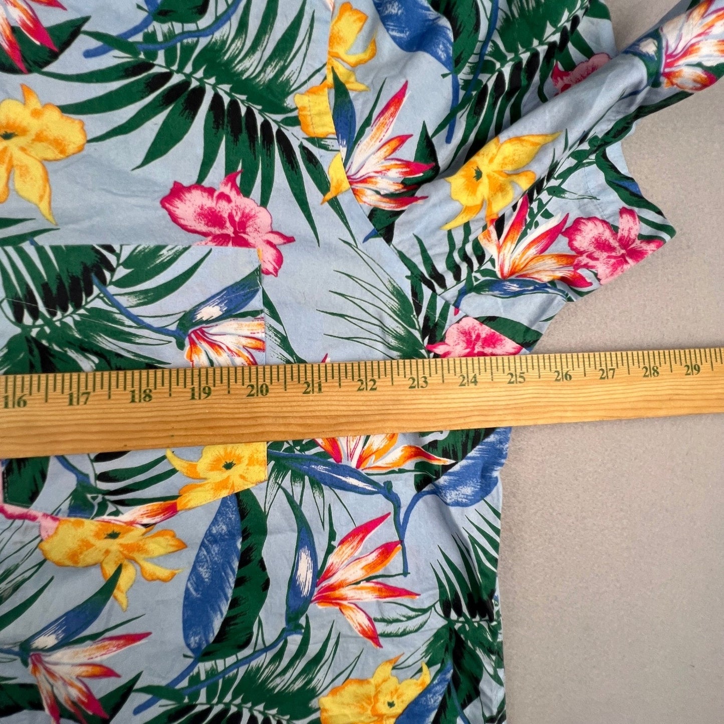 Club Room Button Down Shirt Mens XL Blue Floral Tropical Hawaiian Summer Beach