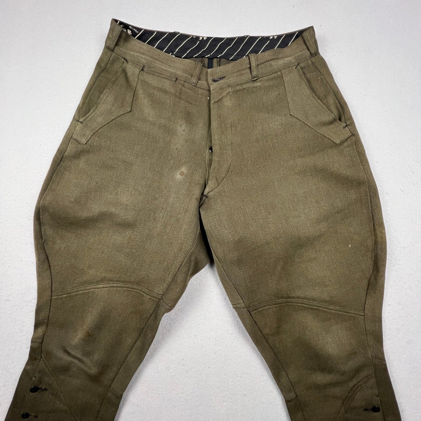 VTG 1940s Wool Riding Breeches Jodhpurs Button Cuff Equestrian Military Style