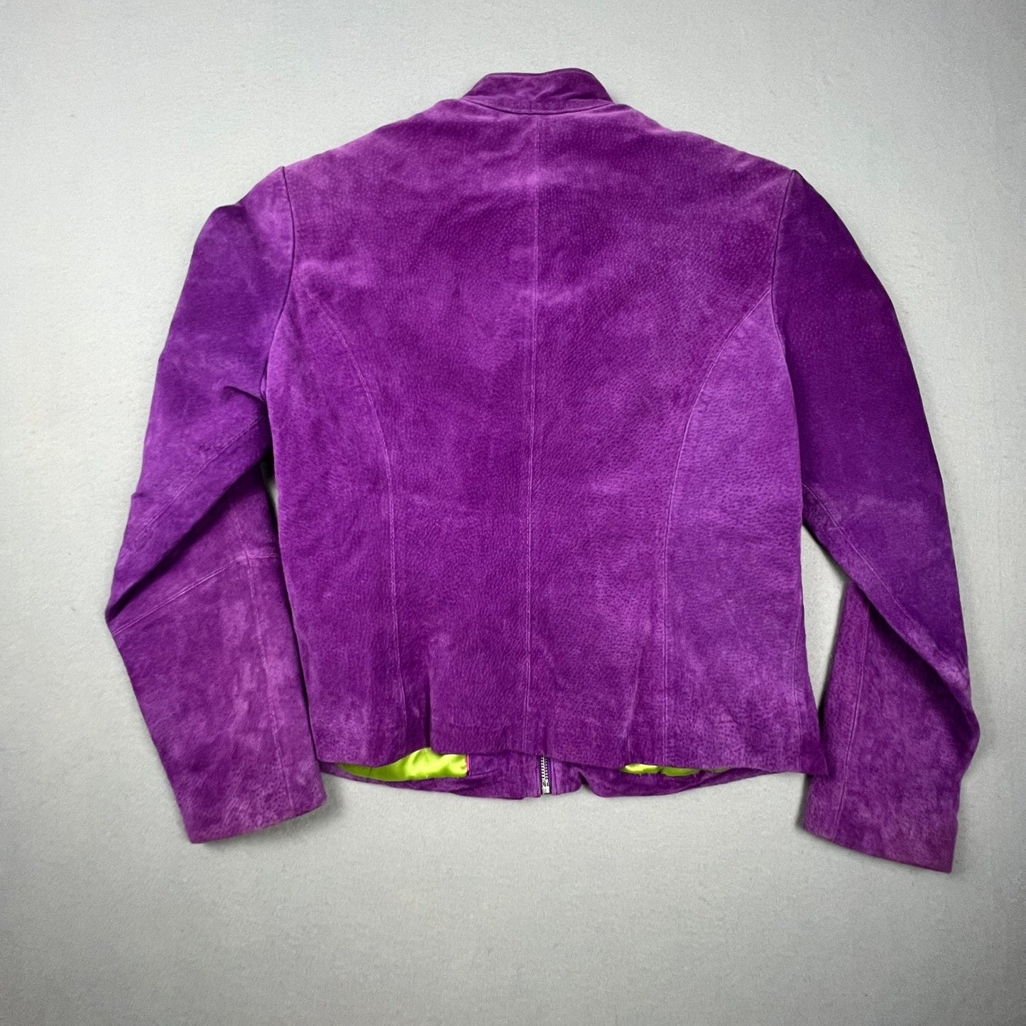 Wilsons Leather Maxima Suede Jacket Women L Purple Moto Mock Neck Y2K Joker Chic