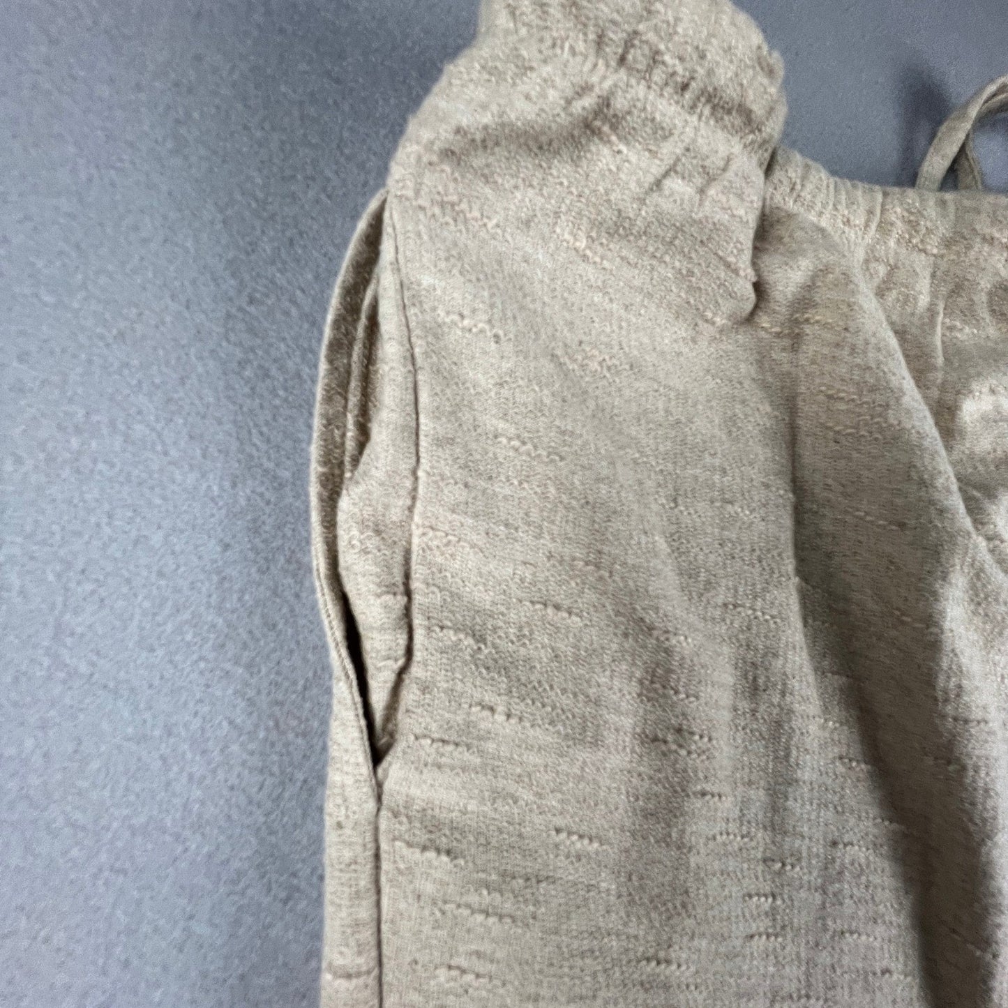 Linen Pants Womens Large Beige Cotton Ramie Drawstring Lounge Casual Summer