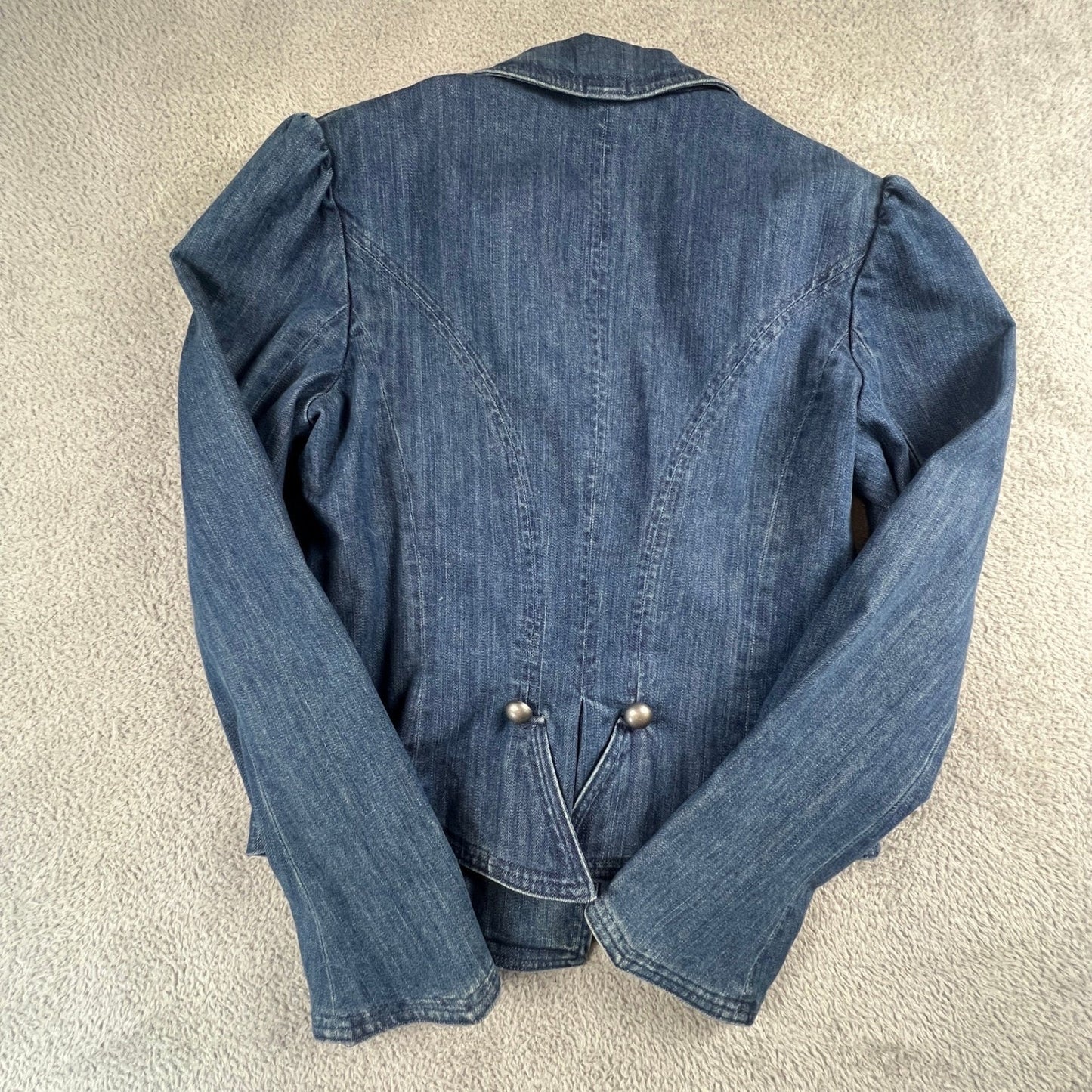 Vintage Denim Military Jacket NapoleonJacket Size 10 Double Breasted Y2K