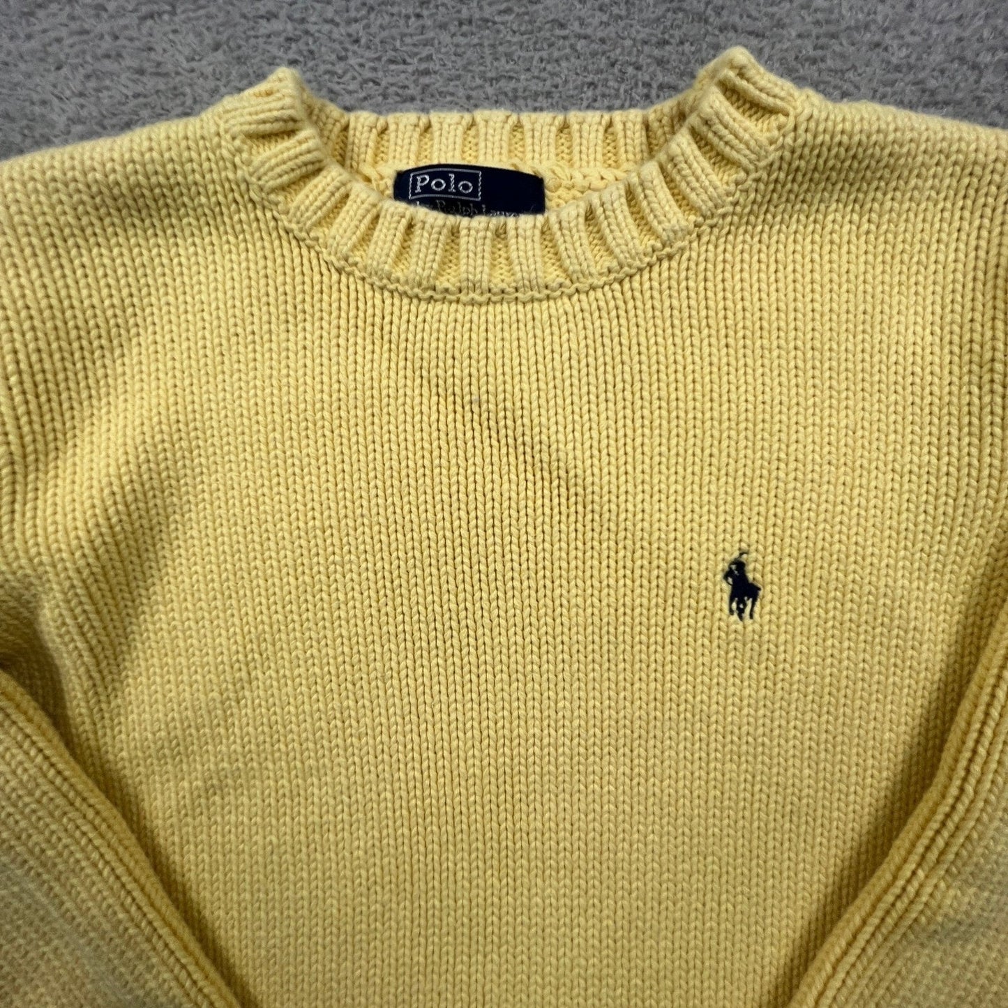 Polo Ralph Lauren Sweater Kids M Yellow Cotton Knit Crewneck Preppy Classic
