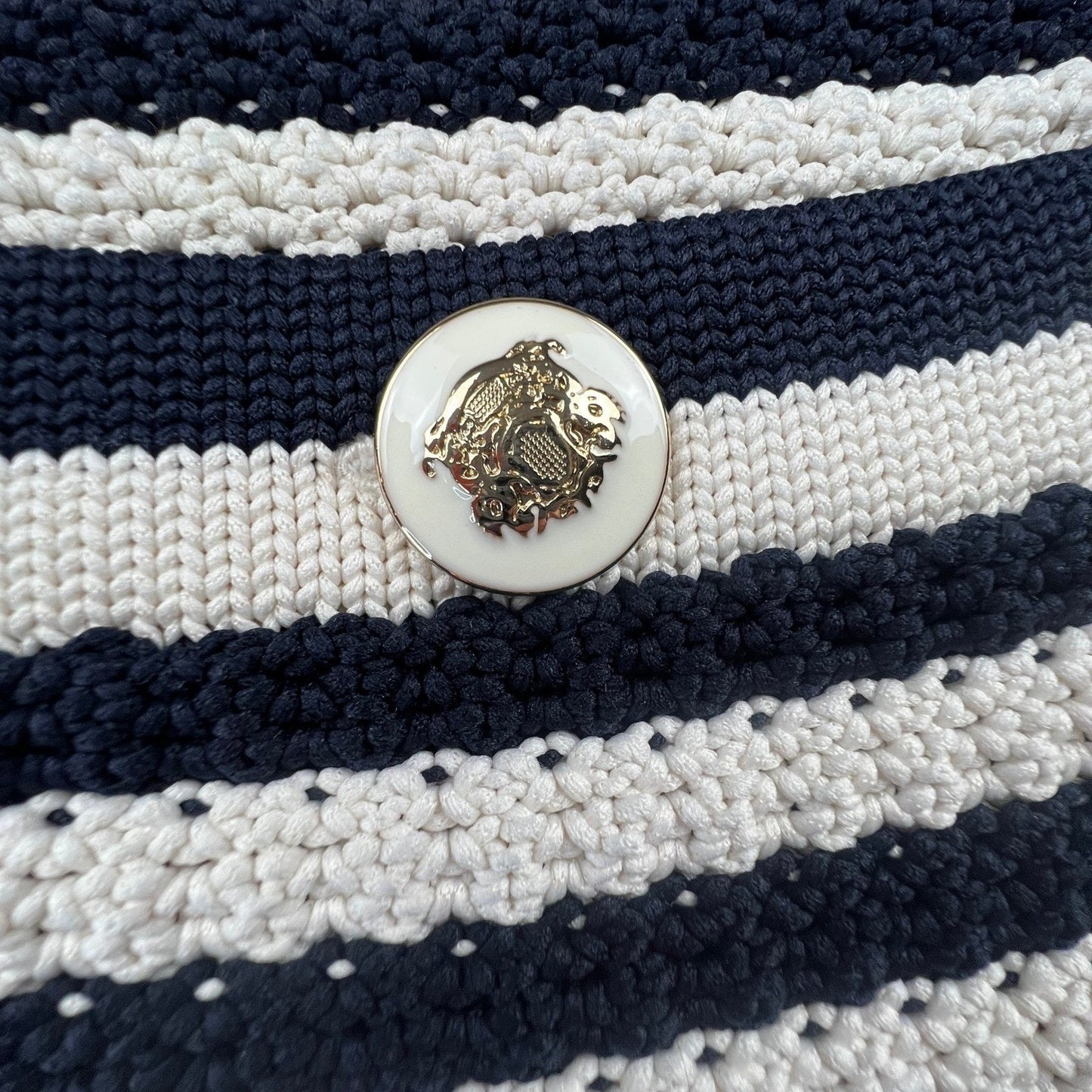 Sailor Chic Nautical Chunky Knit Striped V-Neck Sweater Talbot's Women's Medium