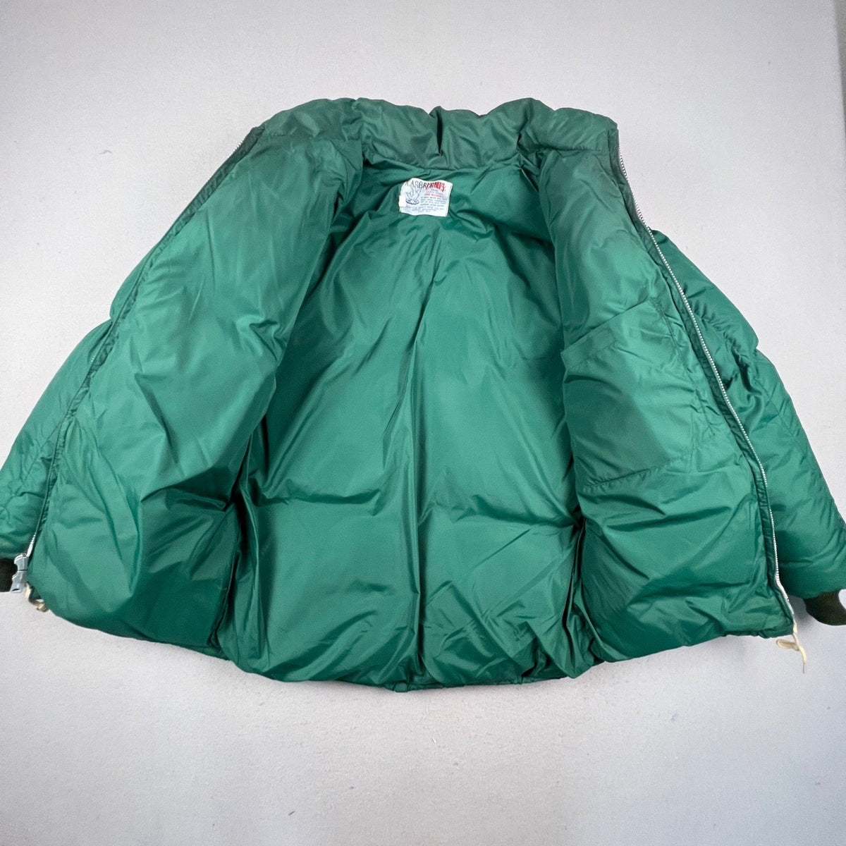 Comfy Goose Down Puffer Jacket Mens XL Green Vintage Seattle Quilt Mfg Hooded