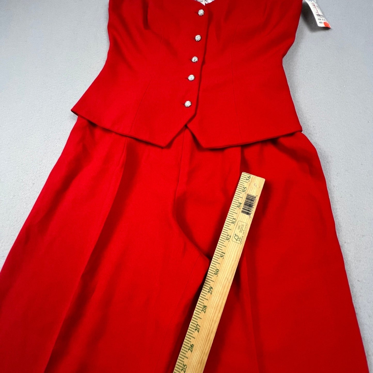 NWT VTG 90s Kenar Jumpsuit Set Women 4 Red 2 Piece Vest Pants Rhinestone