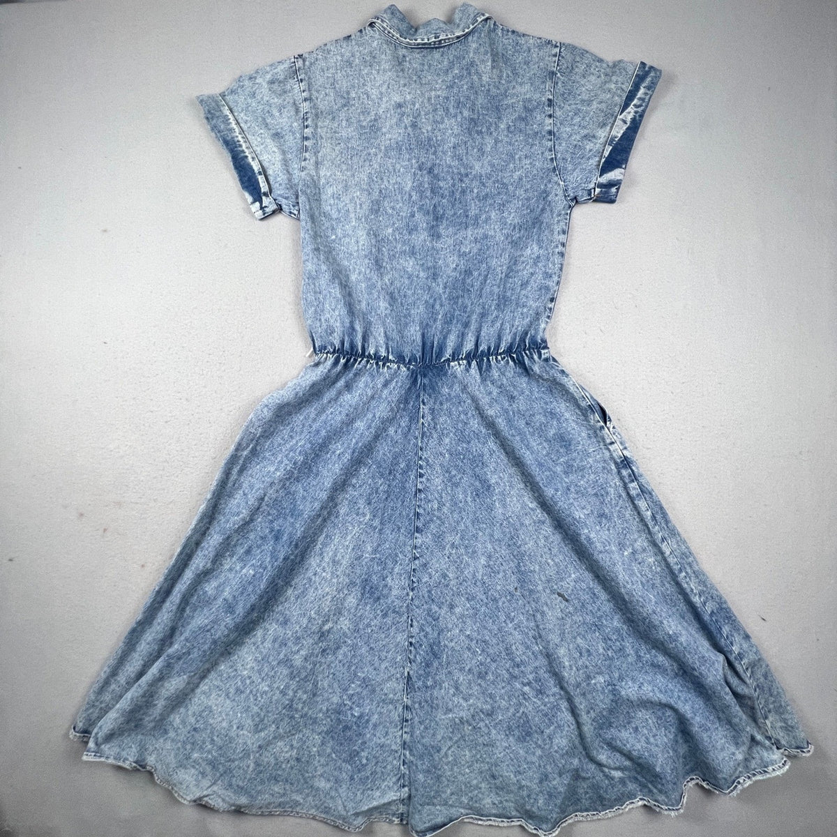 Ransom Denim Dress Women M Blue Acid Wash Button Front Midi 90s Vintage USA