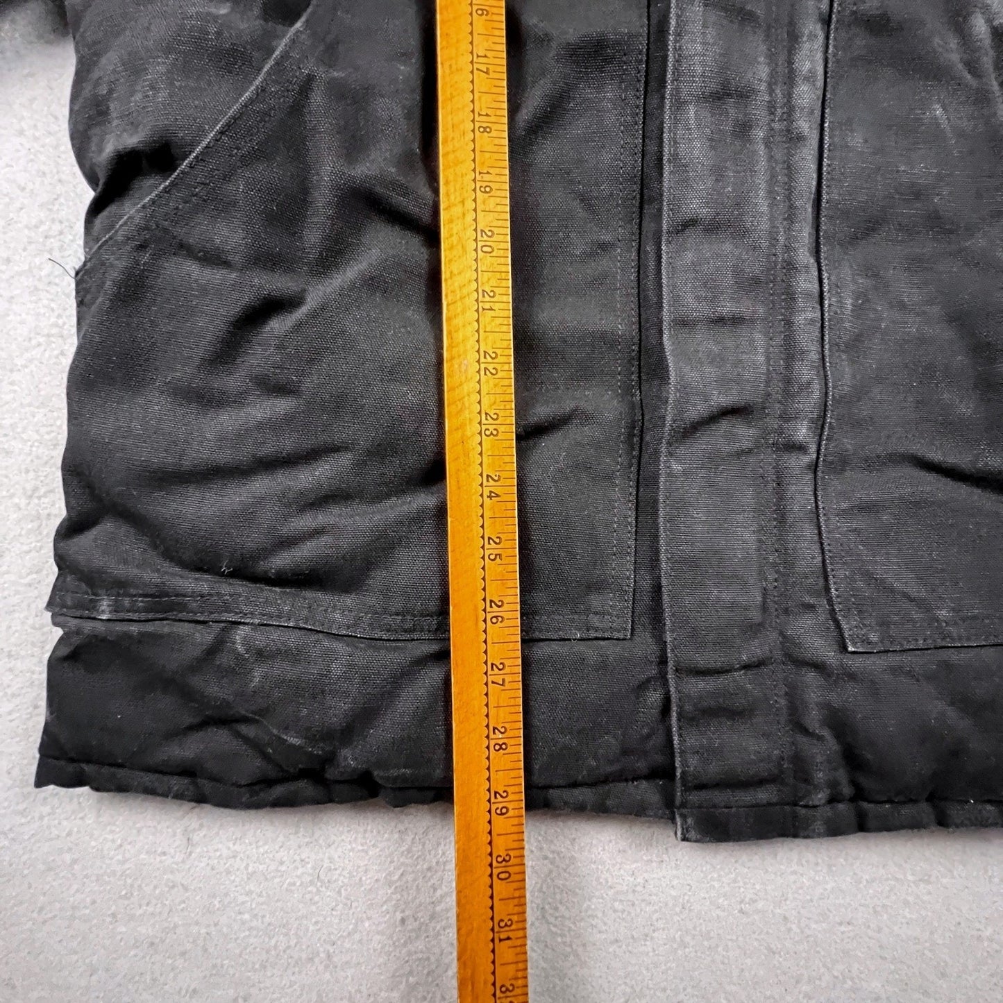 VTG Carhartt Black Arctic Quilt Lined Traditional Duck Canvas Coat Hood C26 BLK