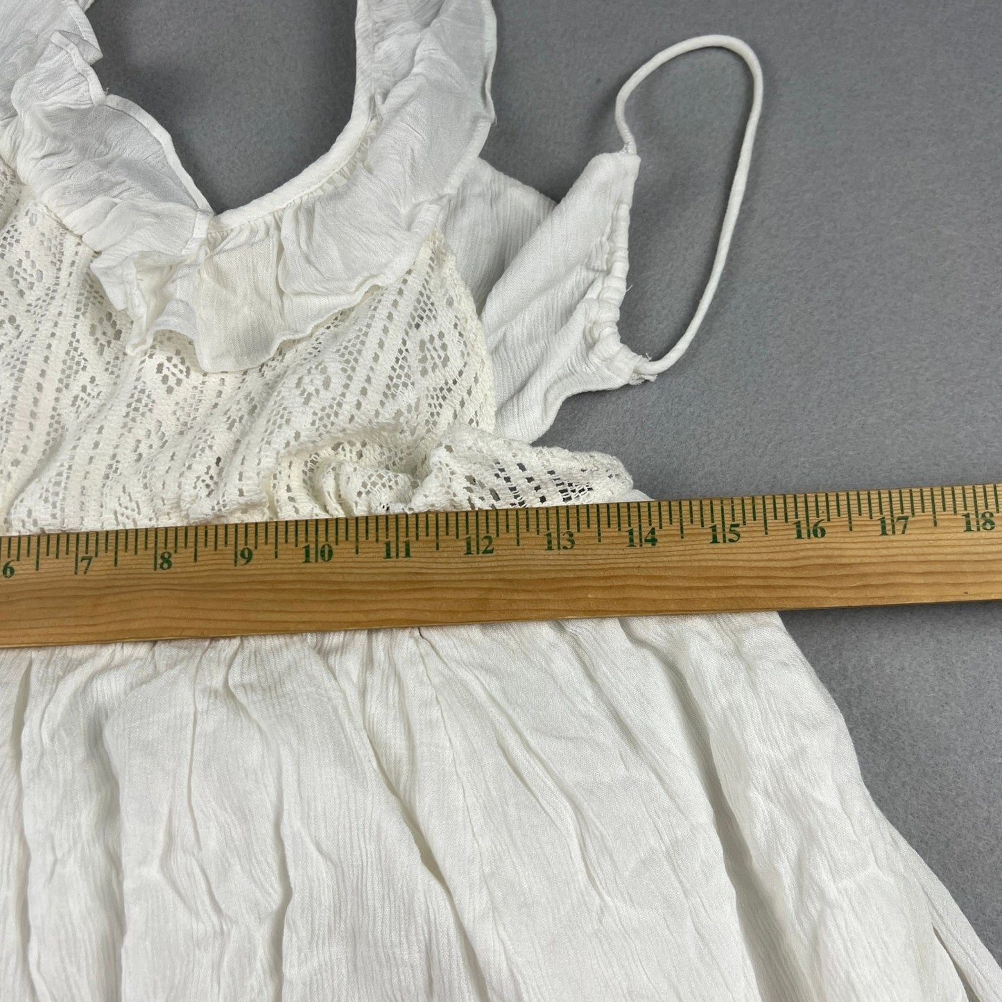 NWT Free People Maxi Dress XS Ivory White Lace Ruffle Halter Boho Summer Wedding