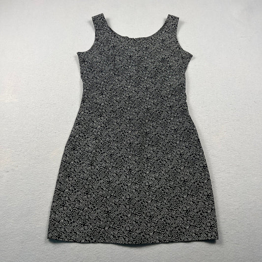 VTG 90s Rampage Mini Dress Womens 11 Black White Paisley Scroll Sleeveless