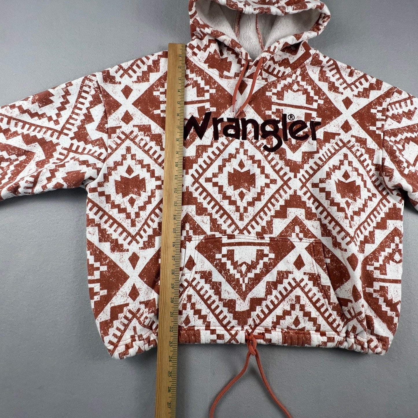 Wrangler Retro Hoodie Womens Large Rust Orange Southwestern Geometric Pullover
