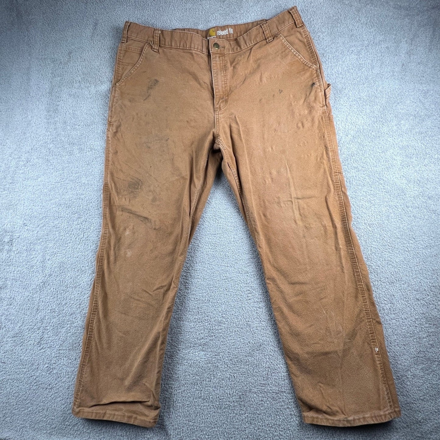 Carhartt Carpenter Pants Mens 42x32 Brown Relaxed Fit Workwear Canvas Utility