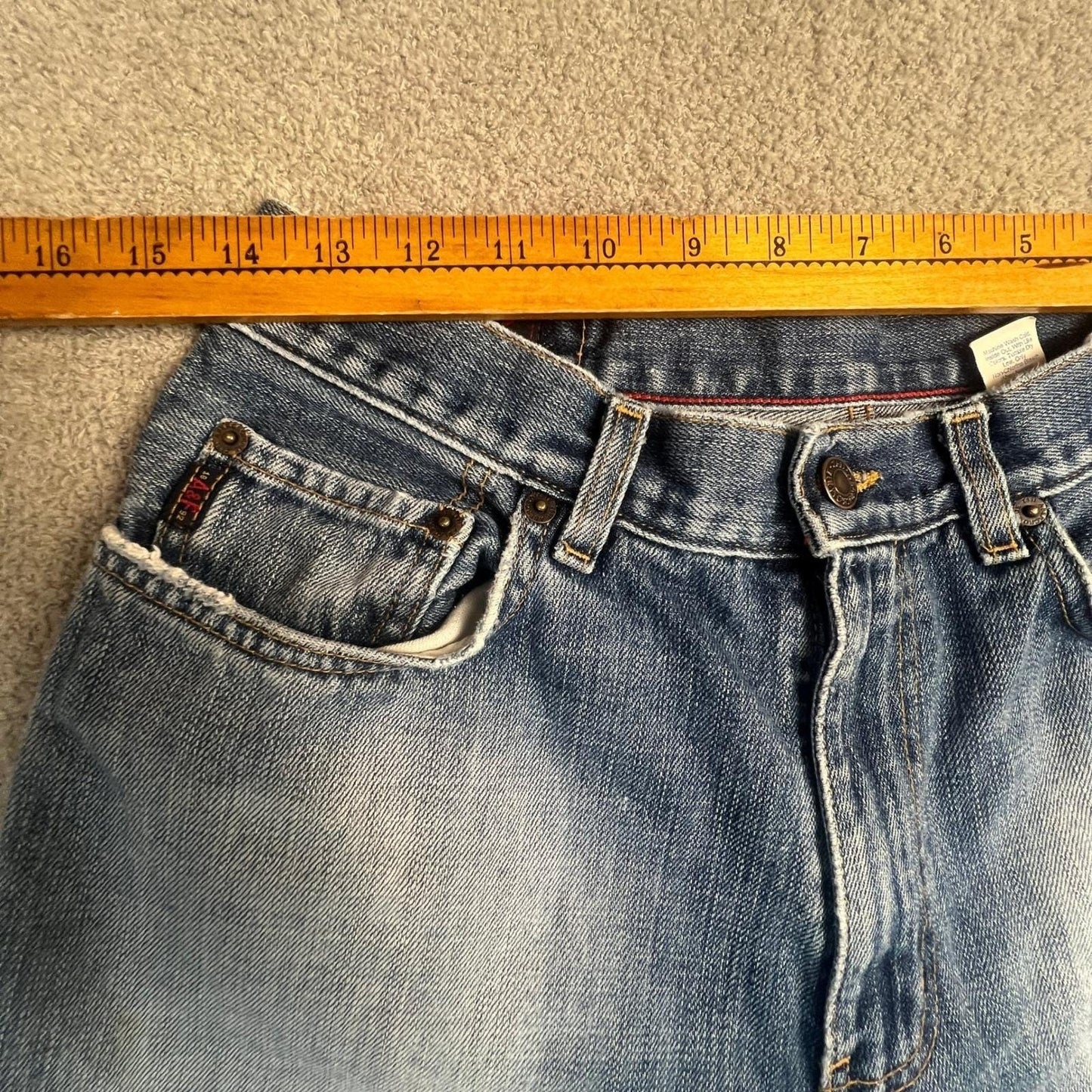 Vintage Y2K Abercrombie & Fitch Mens 31x28 Blue Faded Raw Hem Straight Leg Jeans