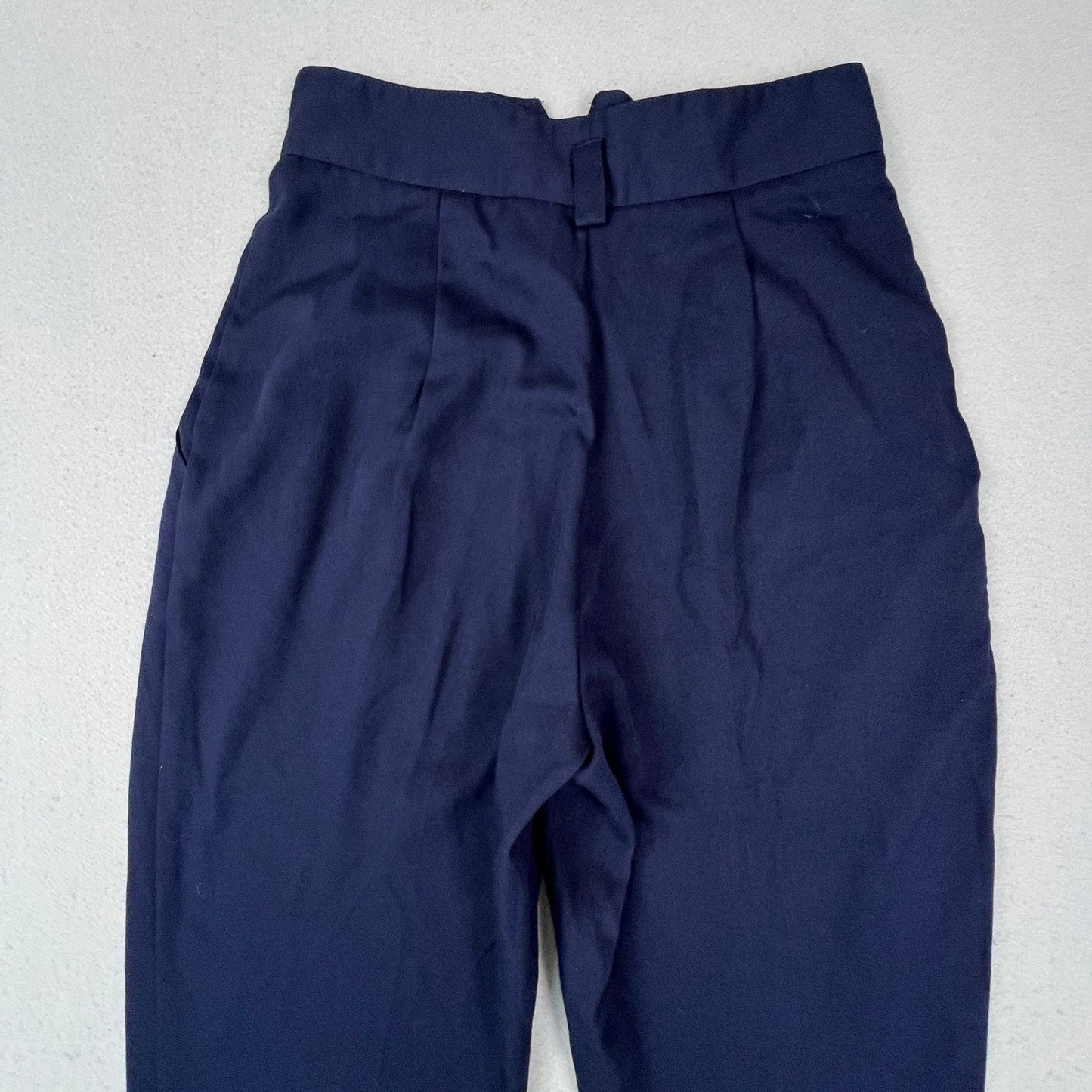 Stringbean Pleated Trousers Womens 9/10 Navy Blue High Rise Tapered Vintage USA