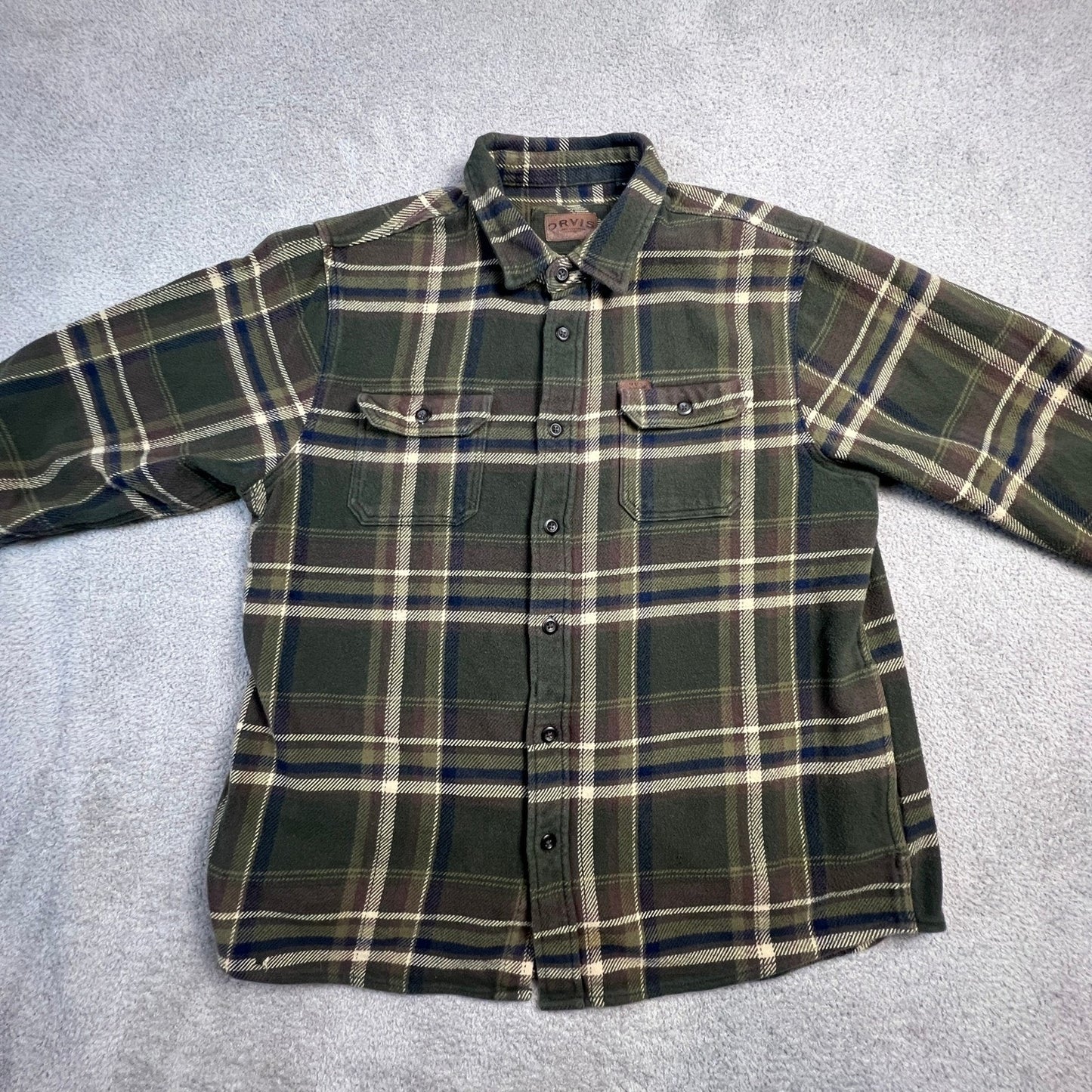 Orvis Men's Plaid Flannel Shirt Long Sleeve Button Up Warm Winter Casual XL