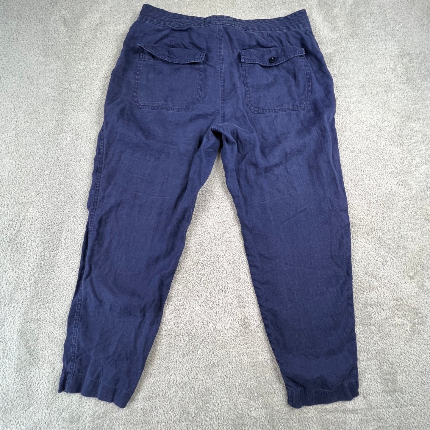 Lauren Ralph Lauren Linen Pants Womens 6 Navy Blue Drawstring Casual Coastal
