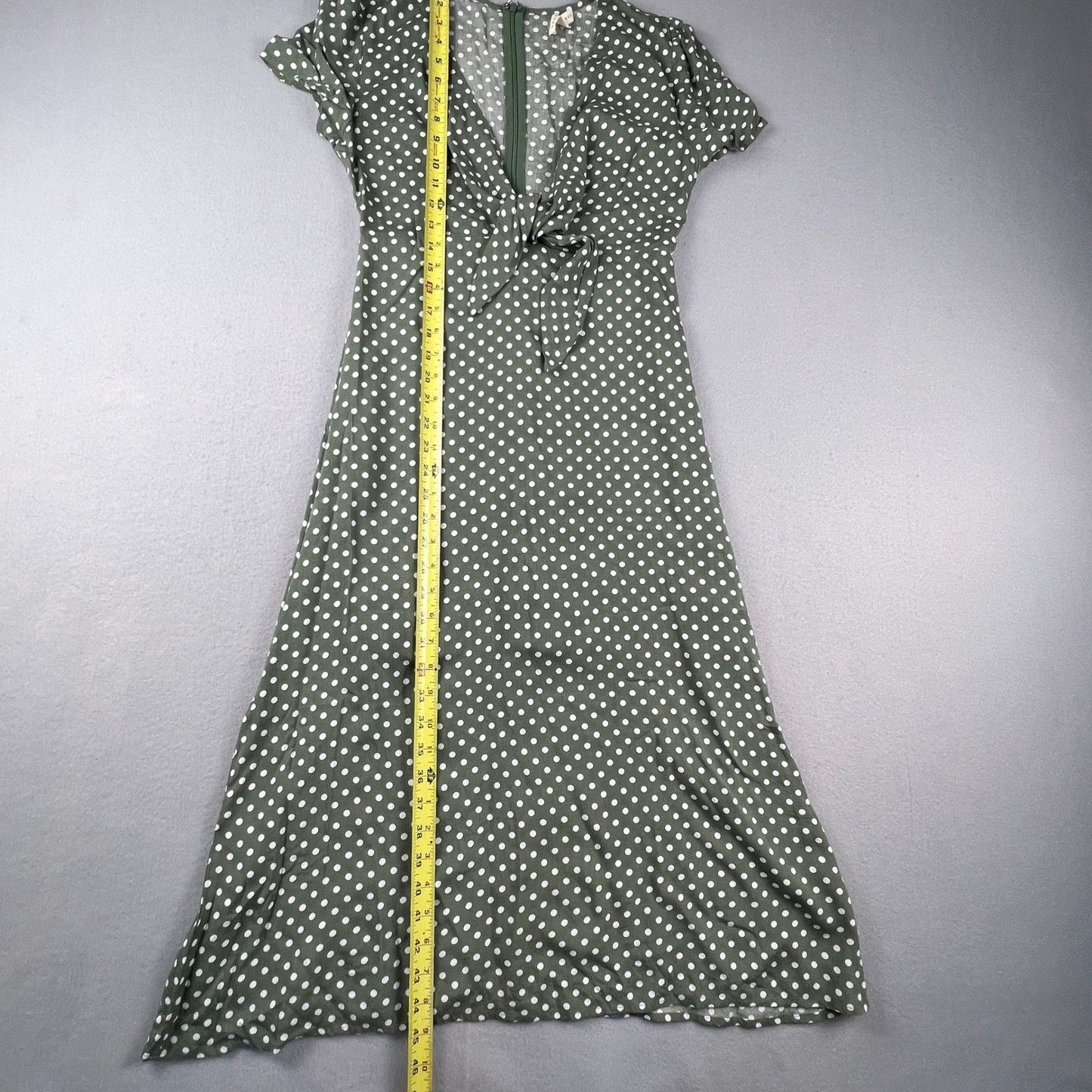 Anthropologie Grade & Gather Midi Dress Womens M Green Polka Dot Summer Casual