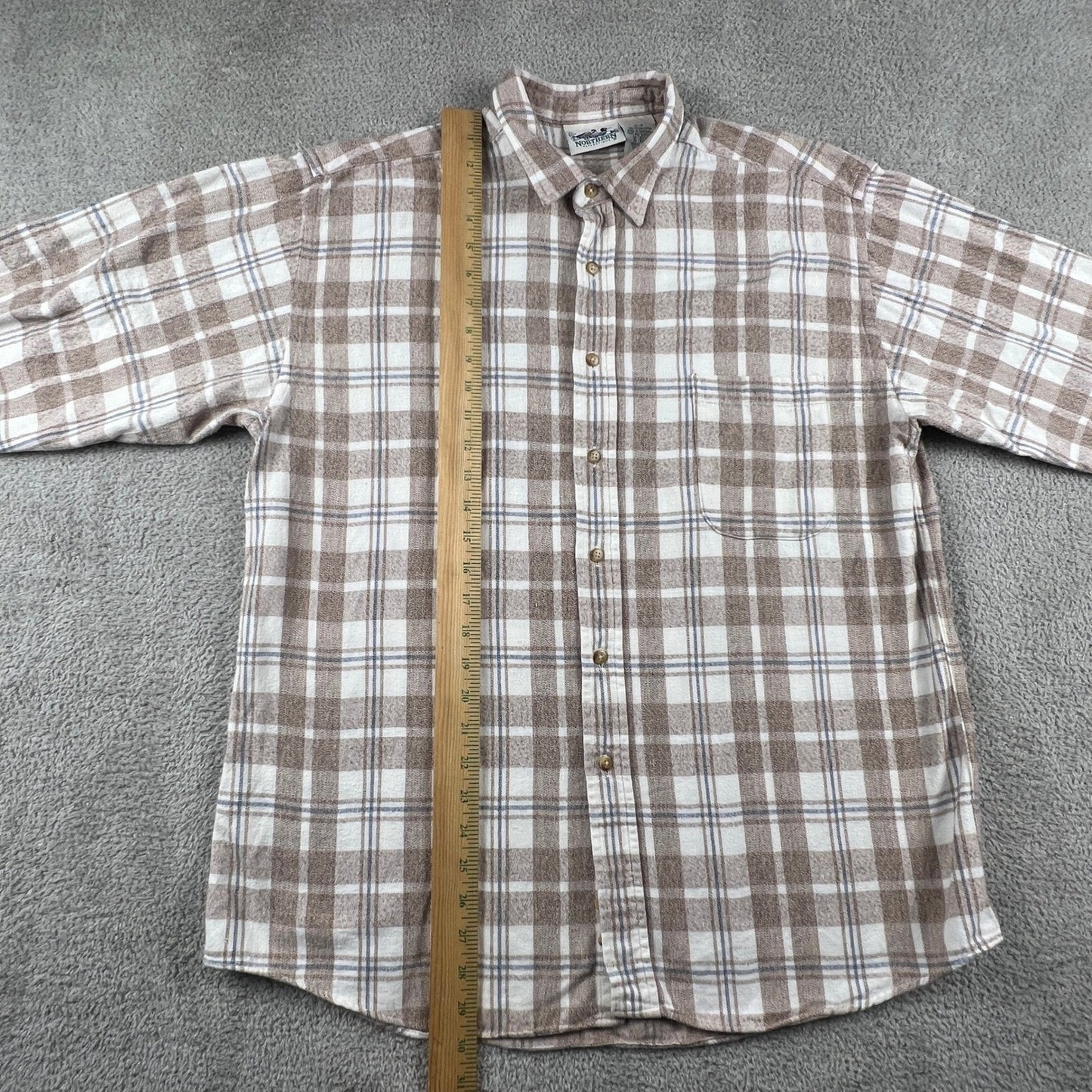 VTG Northern Reflections Flannel Shirt Mens L Plaid Cotton Button Up Gorpcore