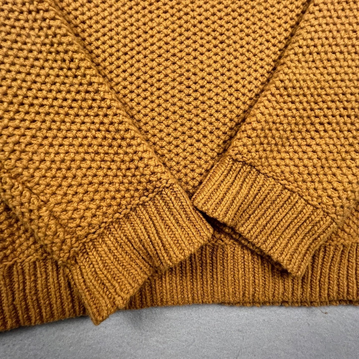 Outerknown Sweater Mens M Mustard Yellow Wool Organic Cotton Waffle Knit Coastal