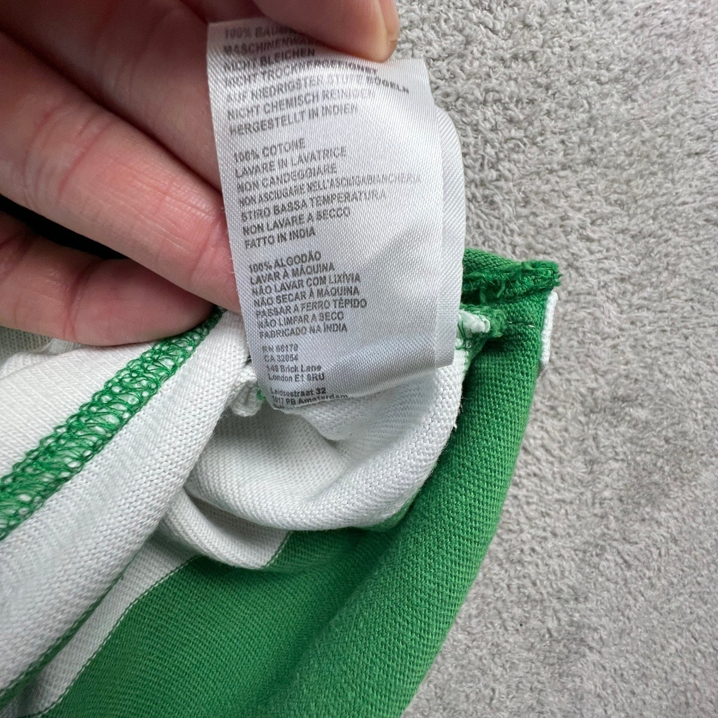 iets Frans Urban Outfitters Mens Polo Rugby Shirt Striped Green White LA Champs