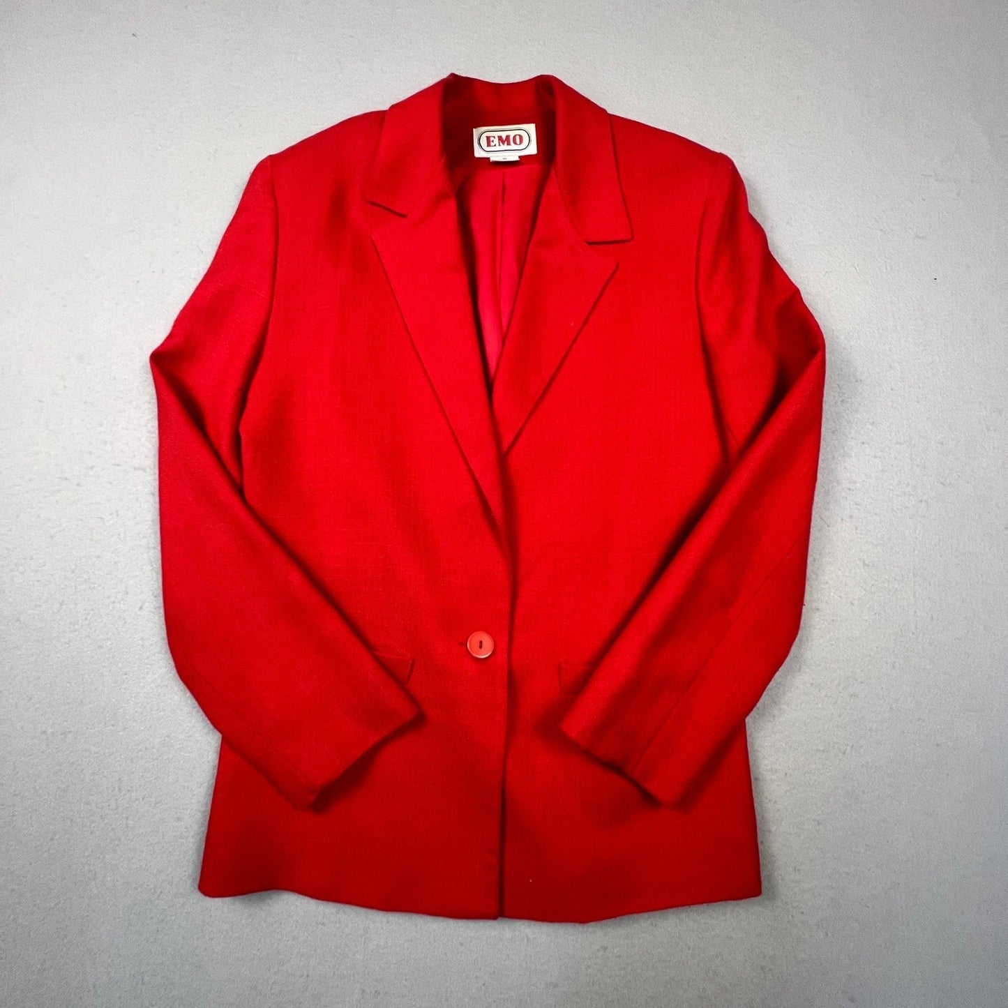 VTG EMO Blazer Jacket Womens 6 Red Single Button Career Chic Minimalist
