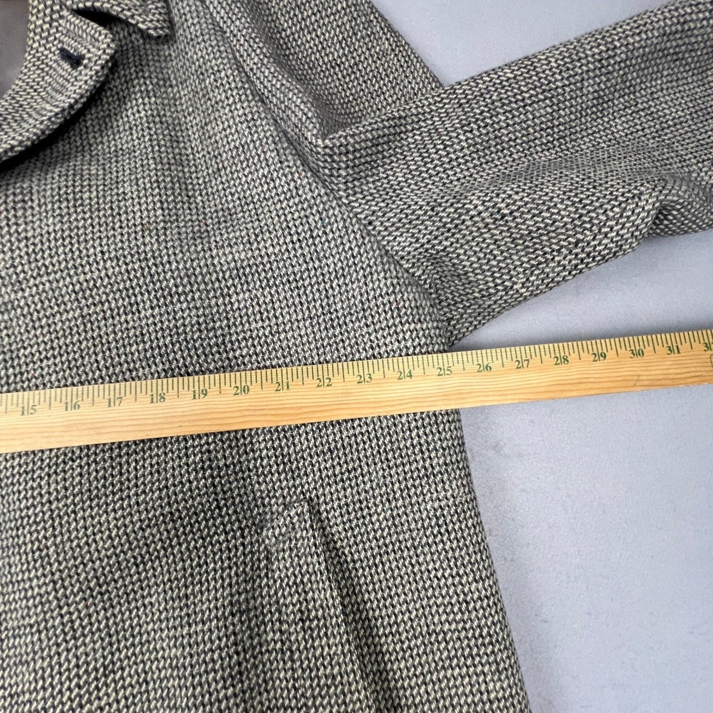 Harris Tweed Overcoat Mens XL Grey Handwoven Pure Scottish Wool Trench Coat VTG