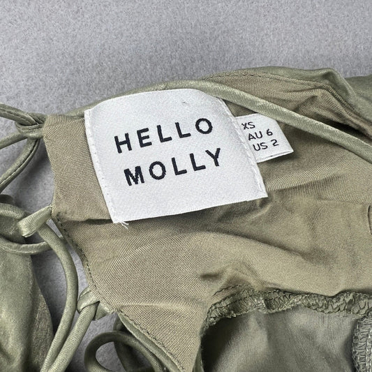 Hello Molly Satin Maxi Dress XS Sage Green Formal Cocktail Wedding Bridal