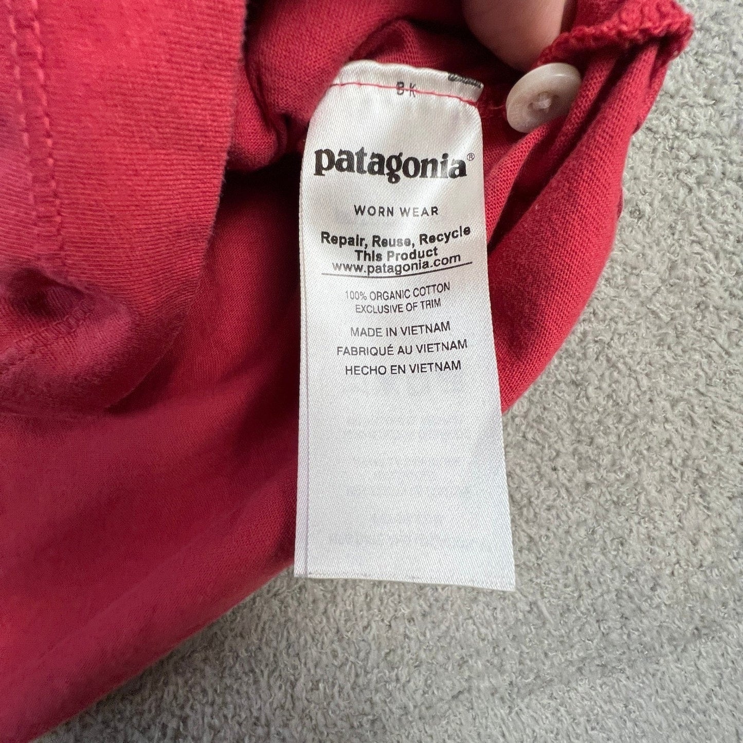 Patagonia Mens Polo Shirt Medium Red Organic Cotton Fitz Roy Trout Logo Casual