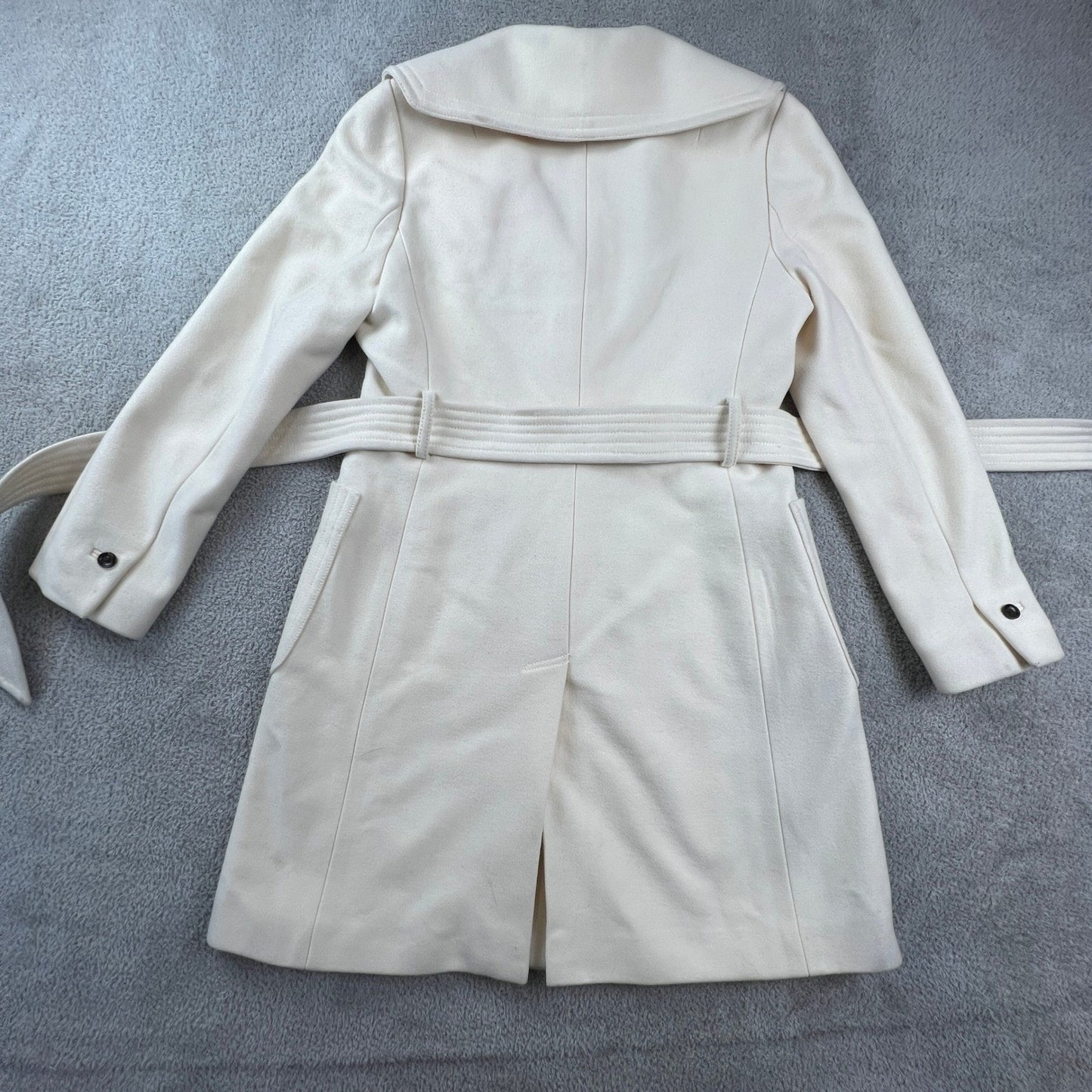 Banana Republic Womens Wool Blend Trench Coat Petite Medium Cream Ivory Minimal