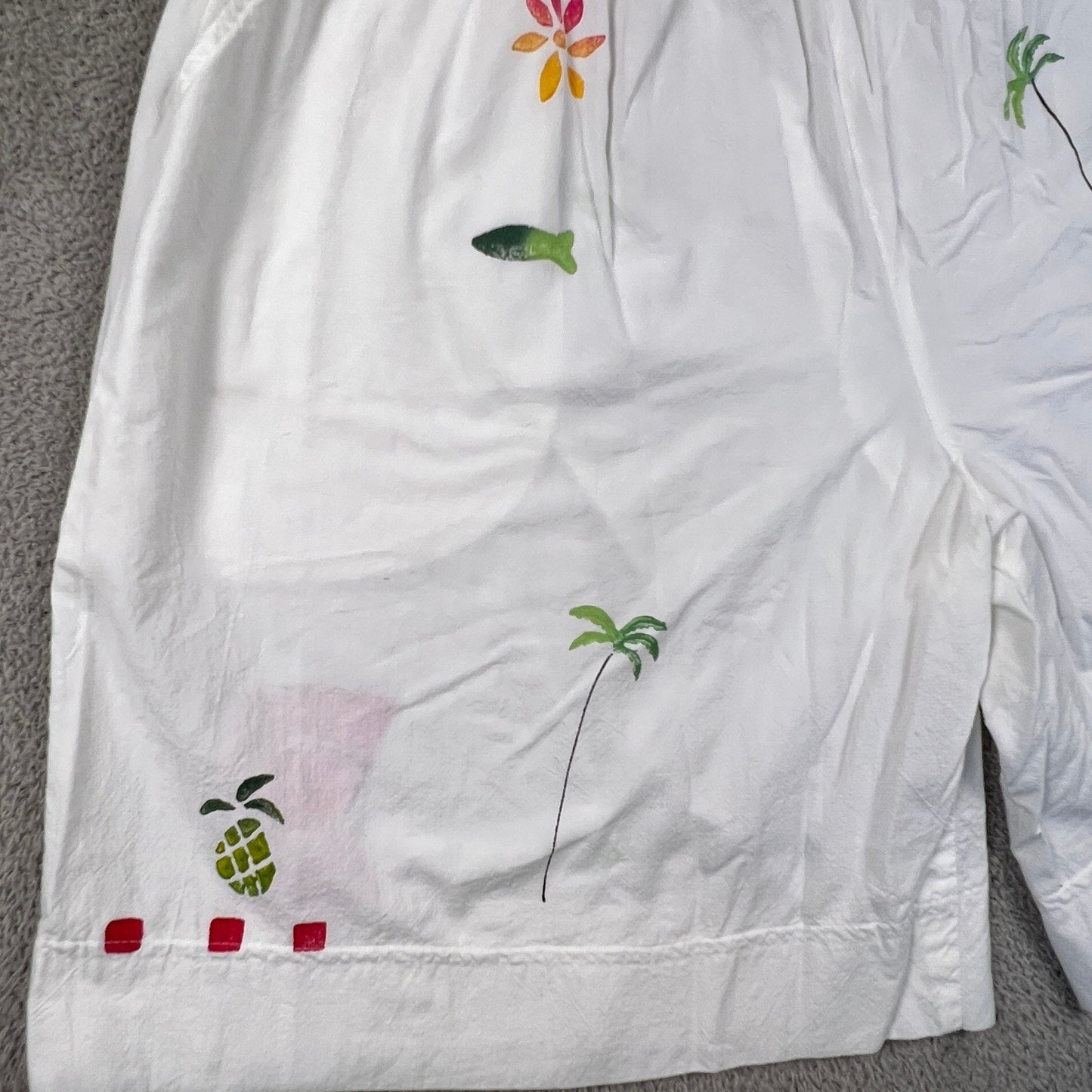 VTG Play Alegre Hand Painted Shorts Womens L Tropical Cotton Beach Summer Boho
