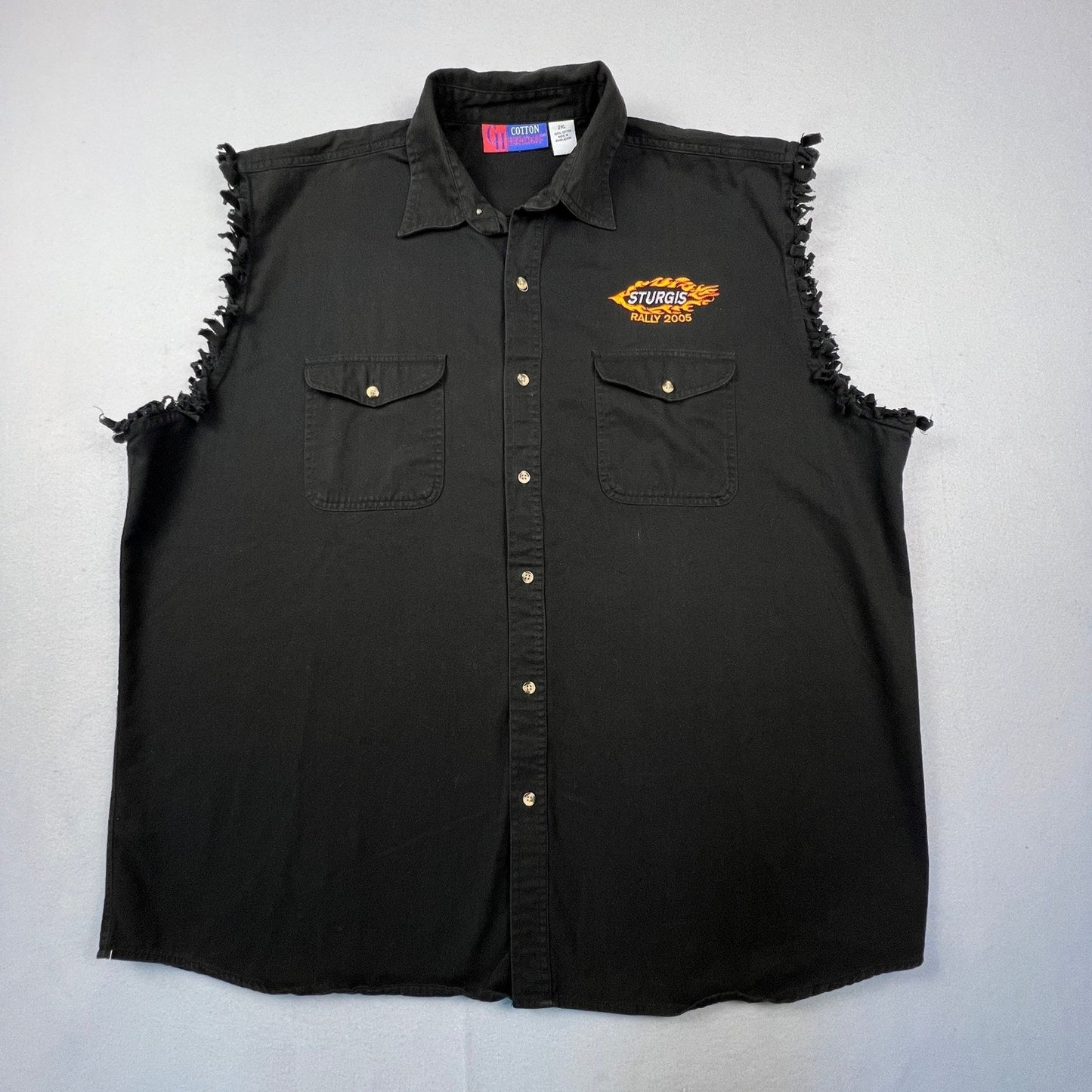 Sturgis Rally 2005 Shirt Mens 2XL Black Sleeveless Biker Moto Cotton Heritage