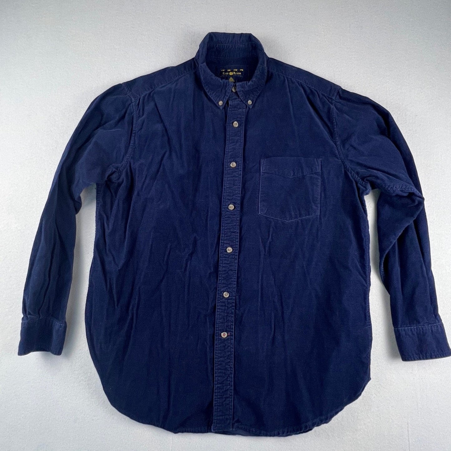 Club Room Corduroy Shirt Mens L Navy Blue Button Down Long Sleeve Casual Classic