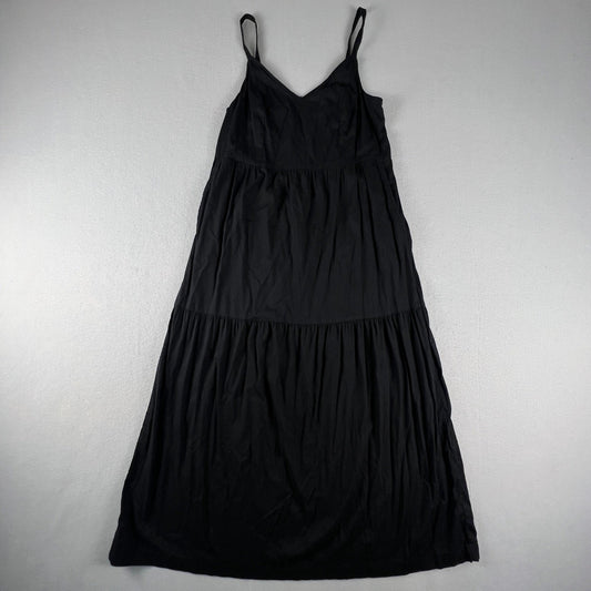 Old Navy Cami Maxi Dress XS Black Tiered Katherine Cotton Blend Summer Boho