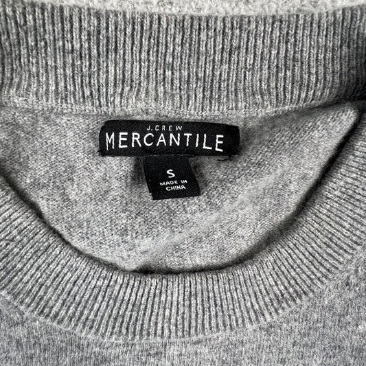 J.Crew Mercantile Women's Crew Neck Sweater Small Gray Ruffle Front Wool Blend