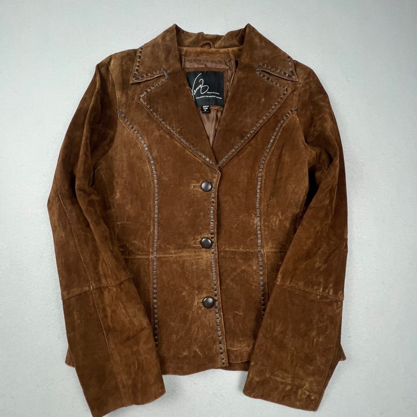 VTG Venus Williams Wilsons Leather Suit Set Womens M Brown Suede 3pc Western Y2K