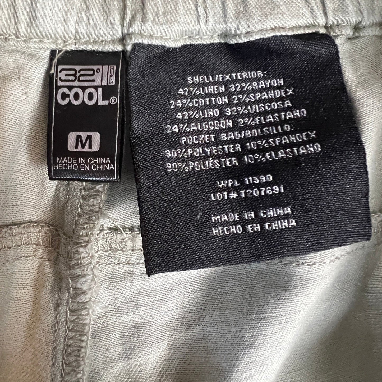 32 Degrees Cool Pants Linen Blend Women's M Light Green Drawstring Waist Wide