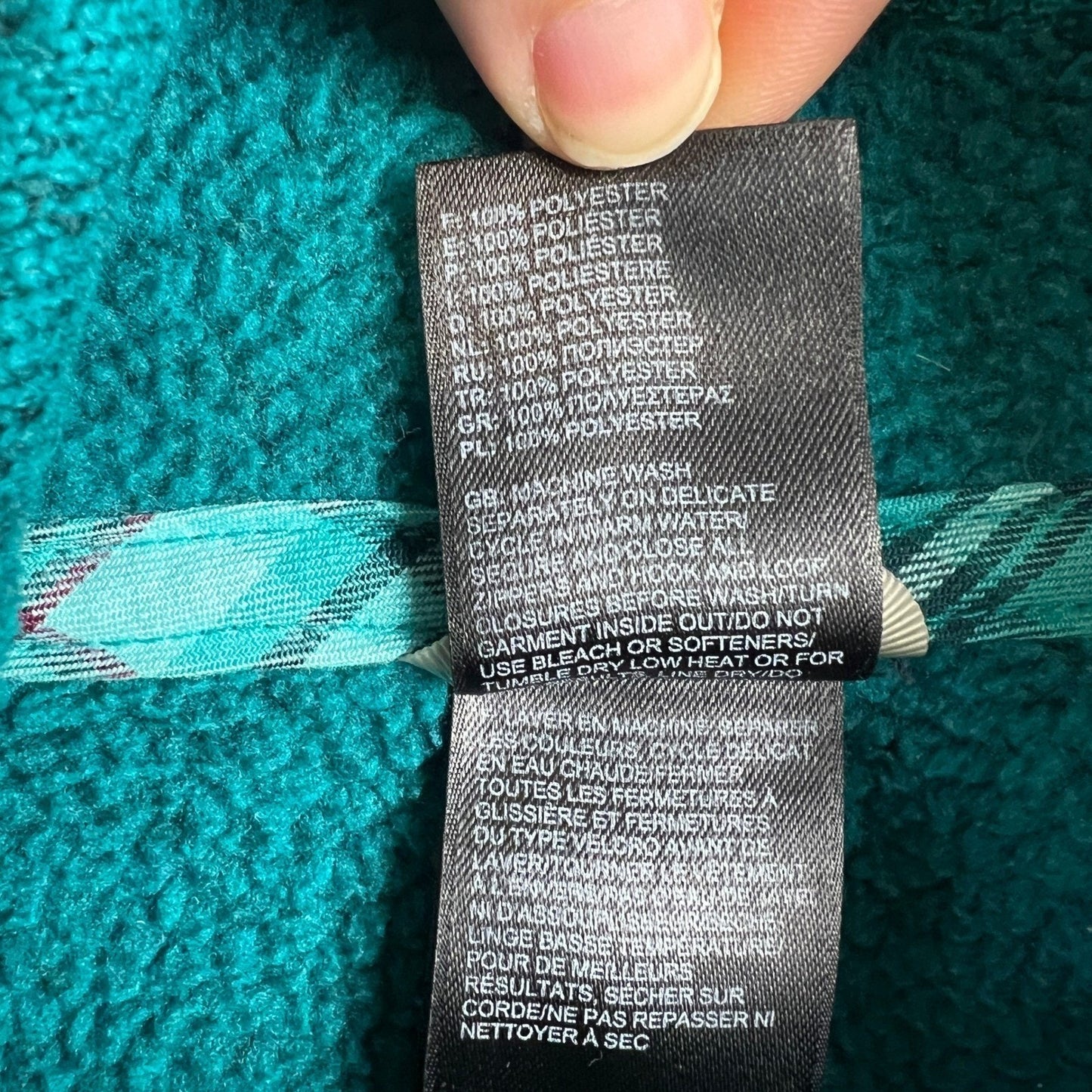 The North Face Fleece Hoodie Pullover Women's Small Petite Teal Neck Plaid Lined