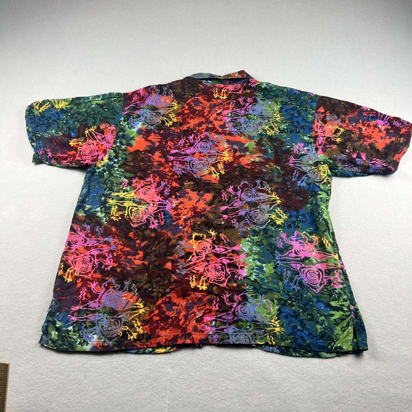Hawaiian Button Down Shirt Mens Large Jungle Forrest Festival Summer Vacation