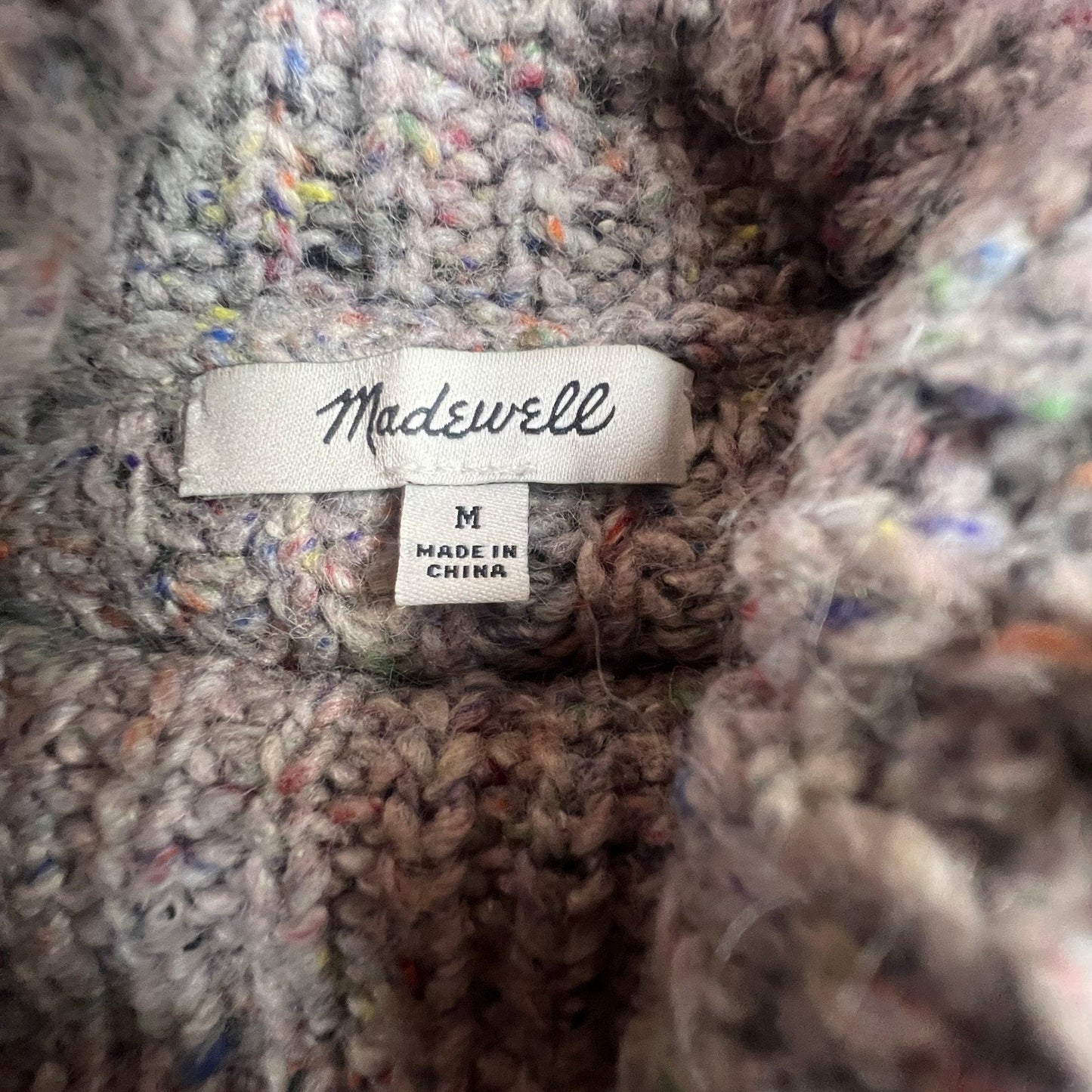 Madewell Womens Turtleneck Sweater Grey Confetti Marl Silk Wool Blend Comfy Cozy
