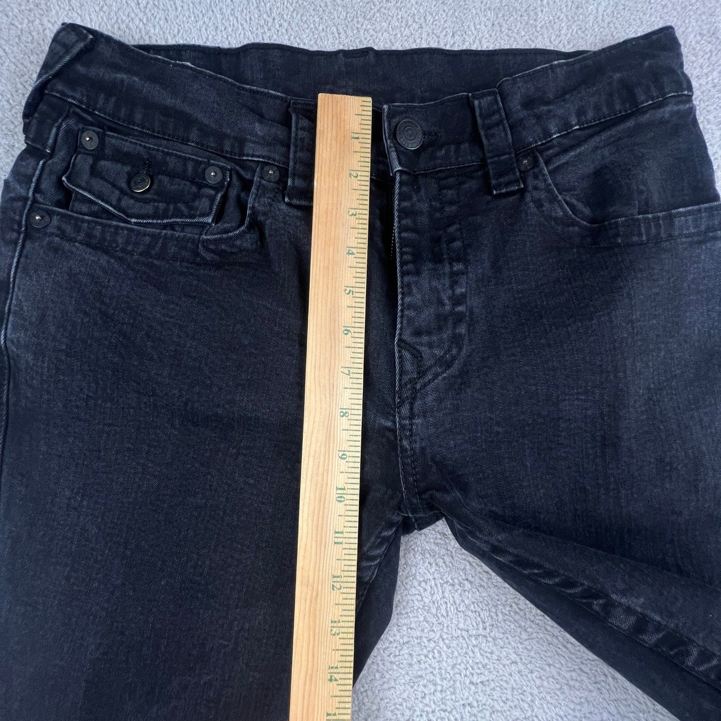 True Religion Skinny Jeans Mens Size 33 Rocco Flap Faded Black