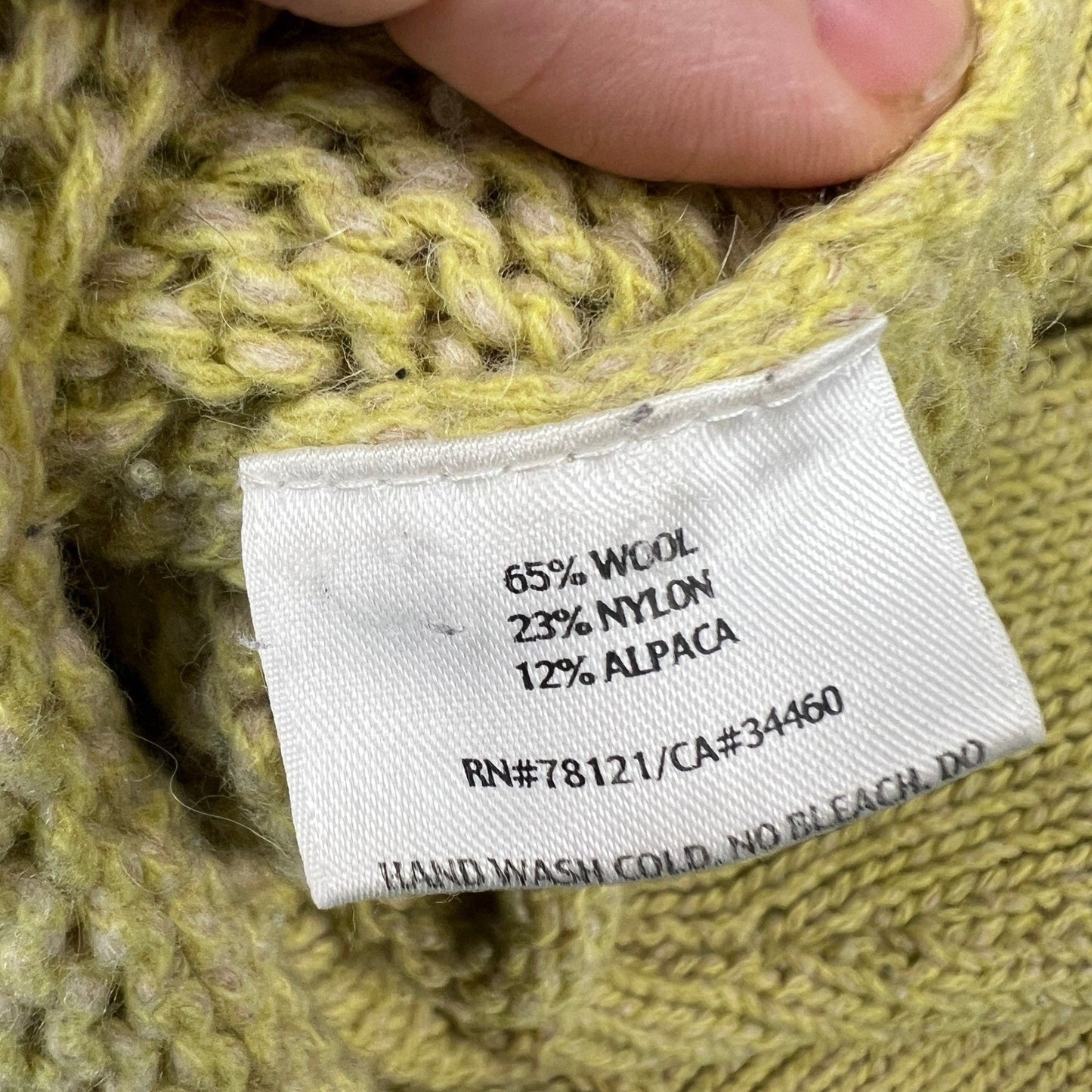 Eileen Fisher V-Neck Sweater Womens L Green Wool Alpaca Knit Pullover Minimalist