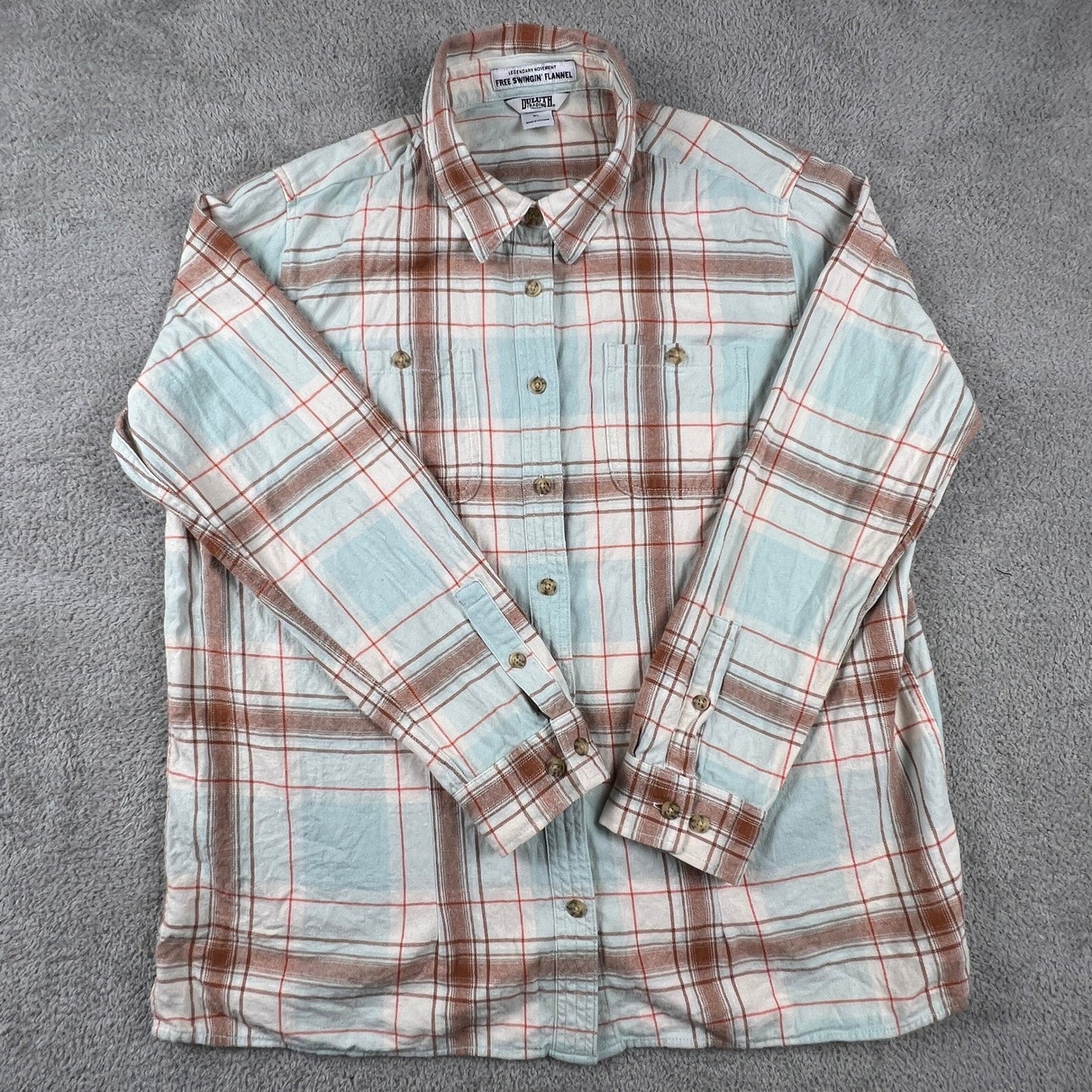 Duluth Trading Co Flannel Shirt Womens XL Lumberjack Grunge Free Swingin Outdoor