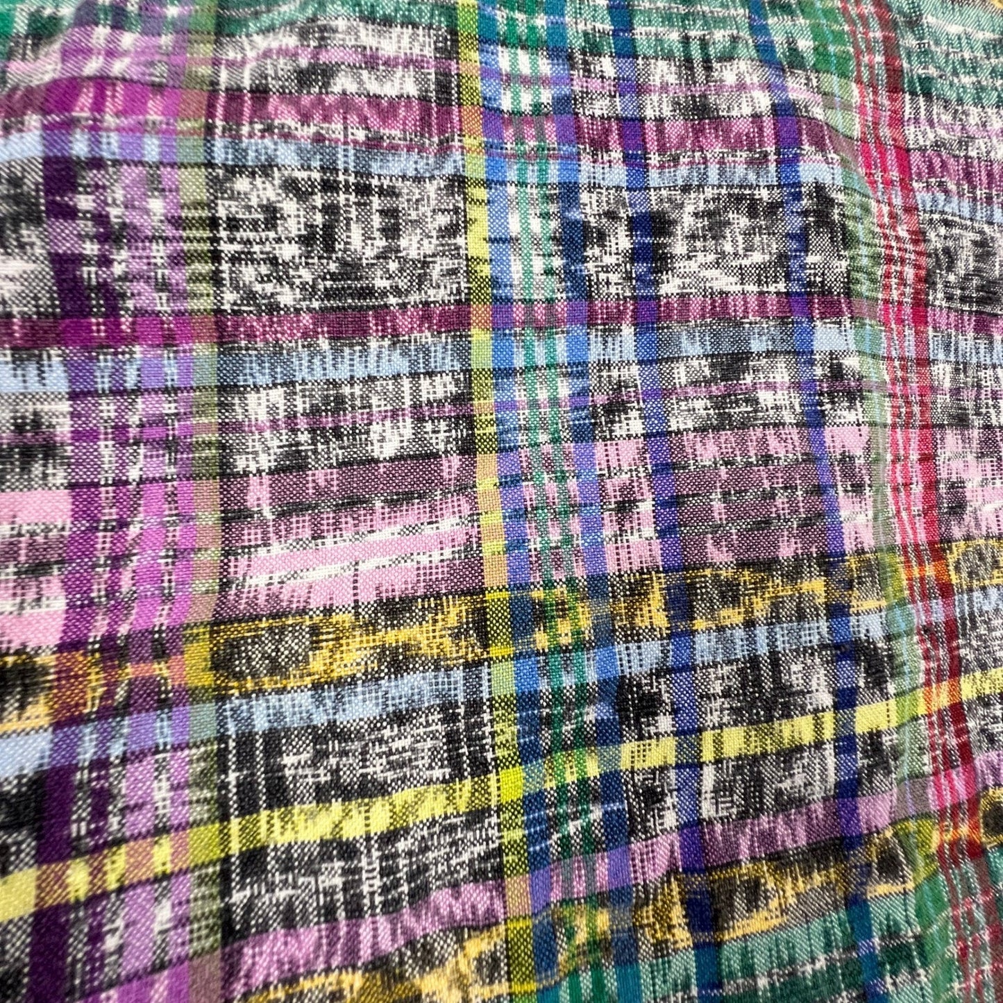 Recycled Traditions Ikat Plaid Jacket Womens S Multi Color Woven Boho Art Wear