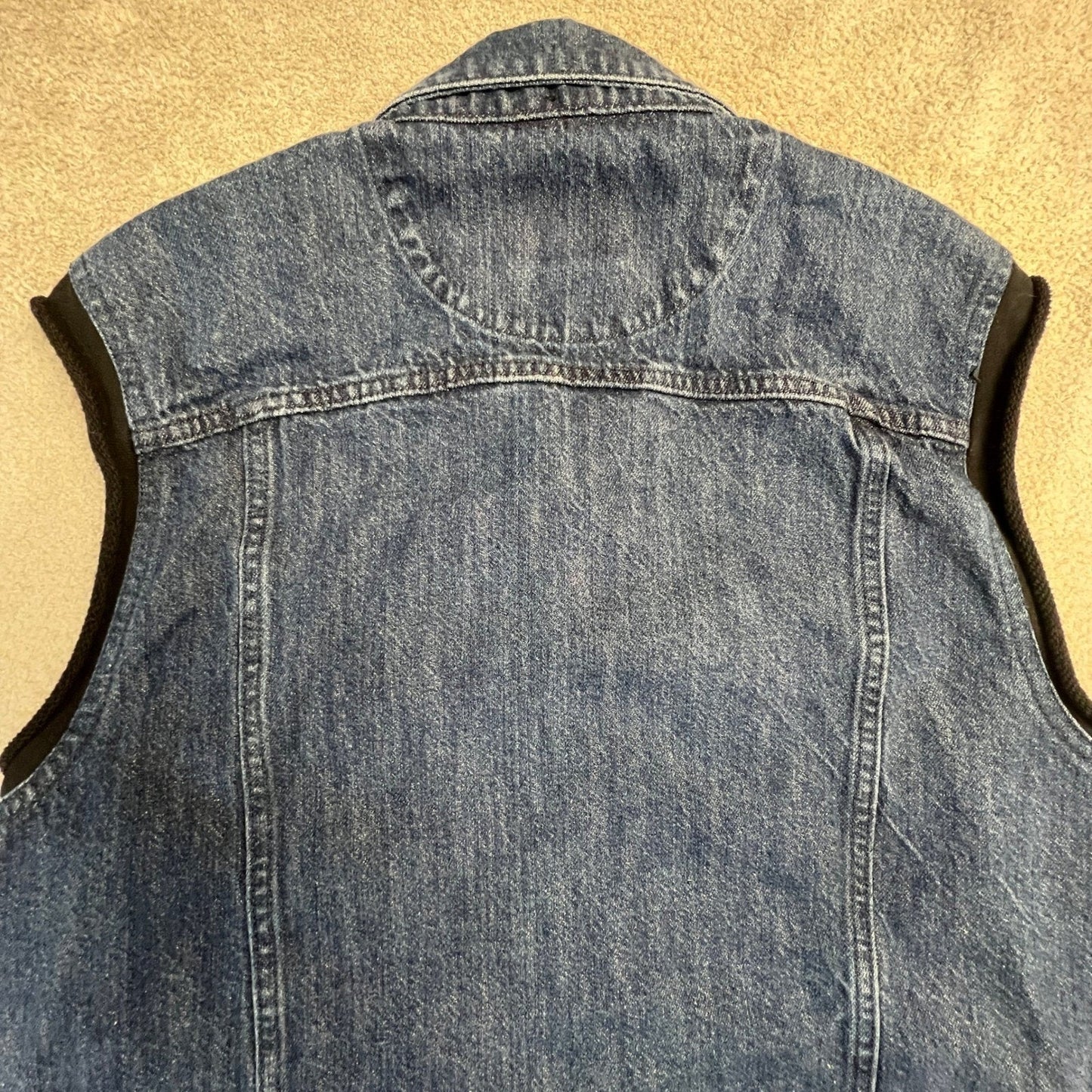 xxx RUDE Denim Vest Mens Medium Wash Sleeveless Button Up Trucker Punk Emo Y2K