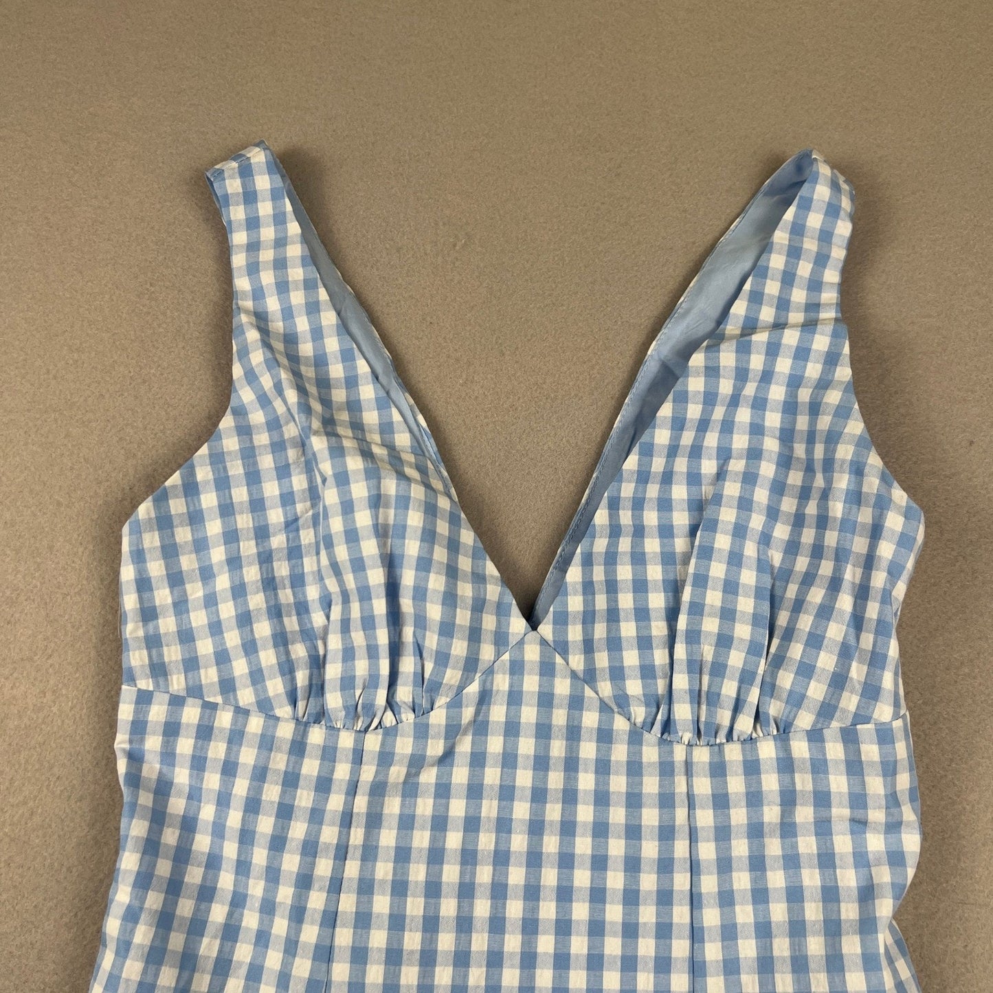 Princess Polly Mini Dress 2 Blue Gingham Pleated Hem Preppy Picnic Coquette