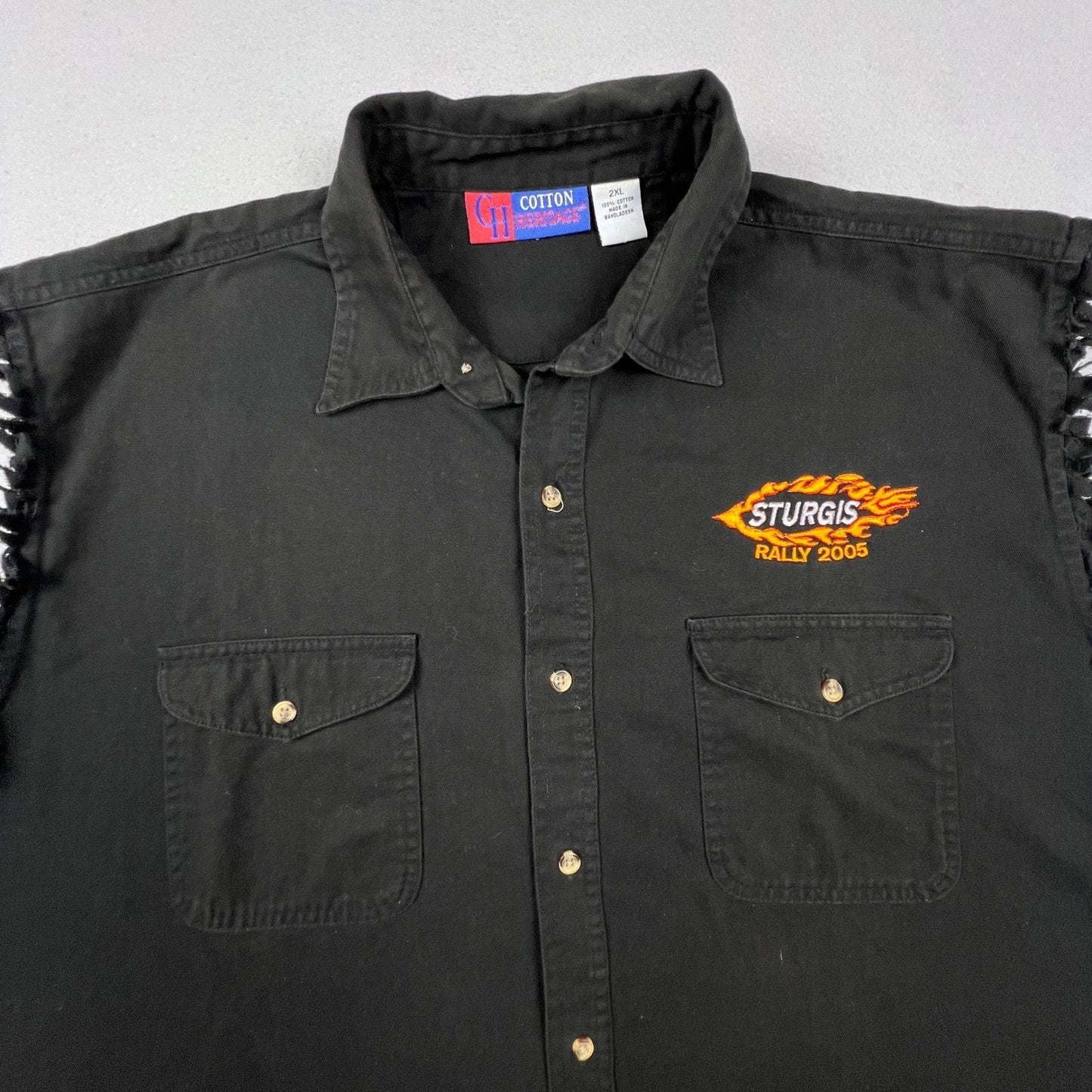 Sturgis Rally 2005 Shirt Mens 2XL Black Sleeveless Biker Moto Cotton Heritage
