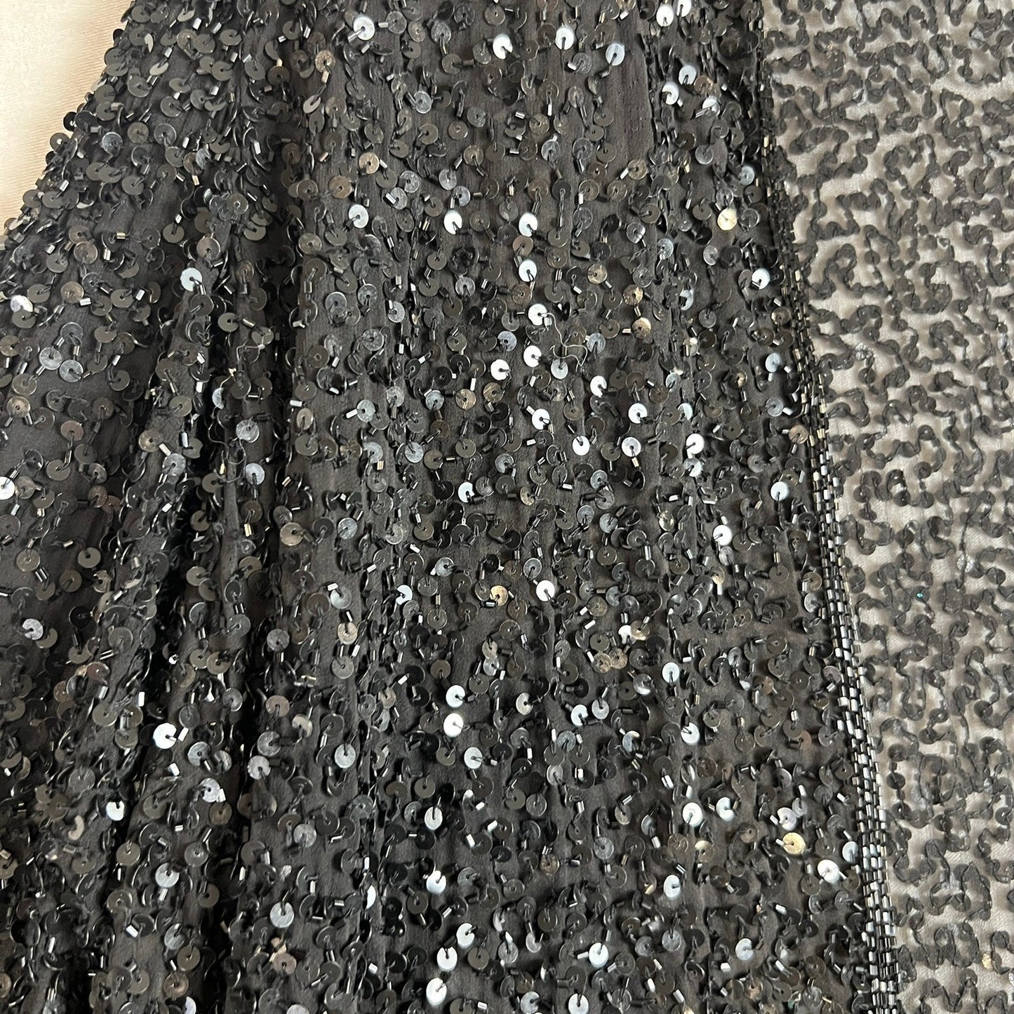 Silk Sequin Cardigan Adrianna Papell Women Small Evening Black Sheer Open Jacket