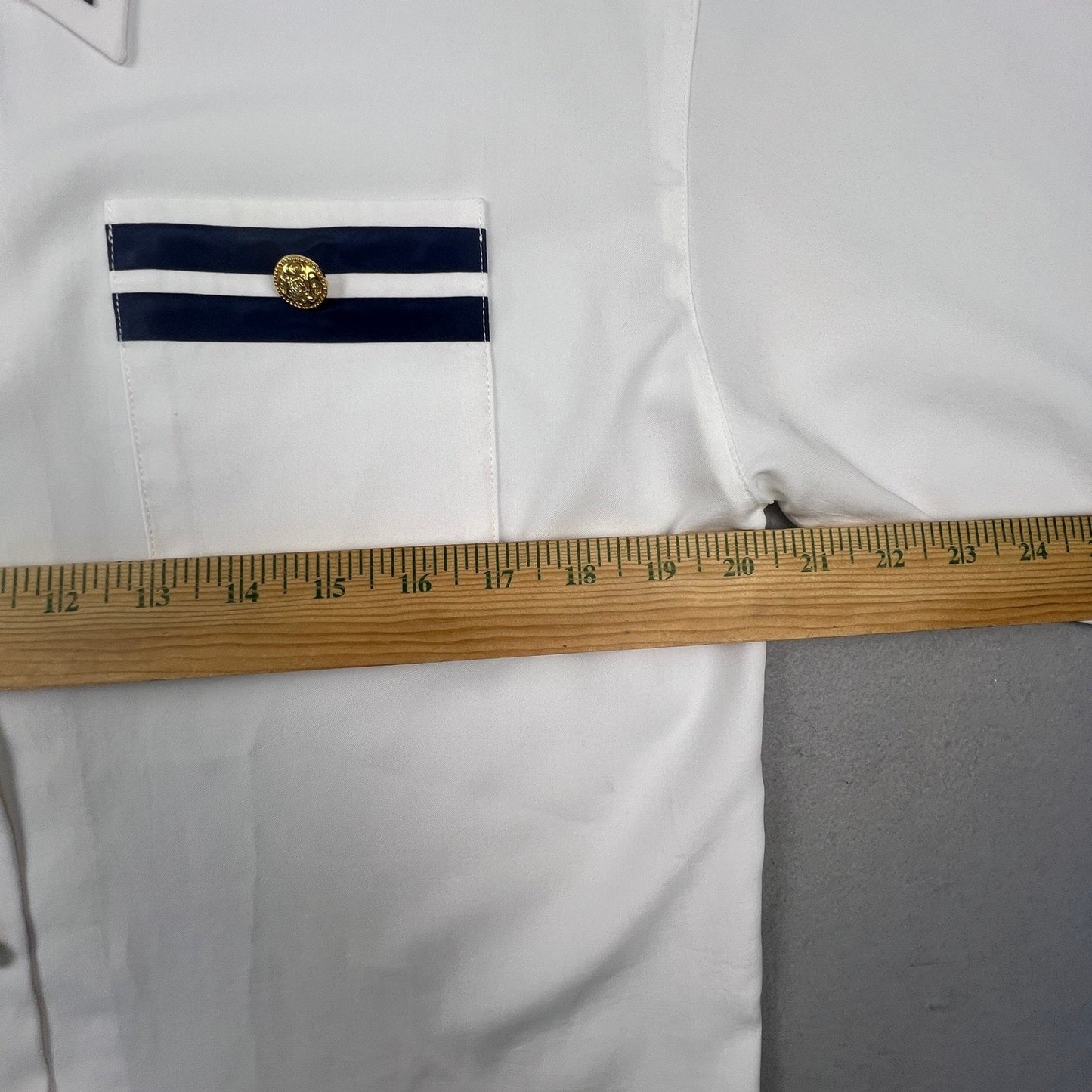 VTG Nautical Gold Button Blouse Crack Tokyo Fashion Button Up Shirt Womens L