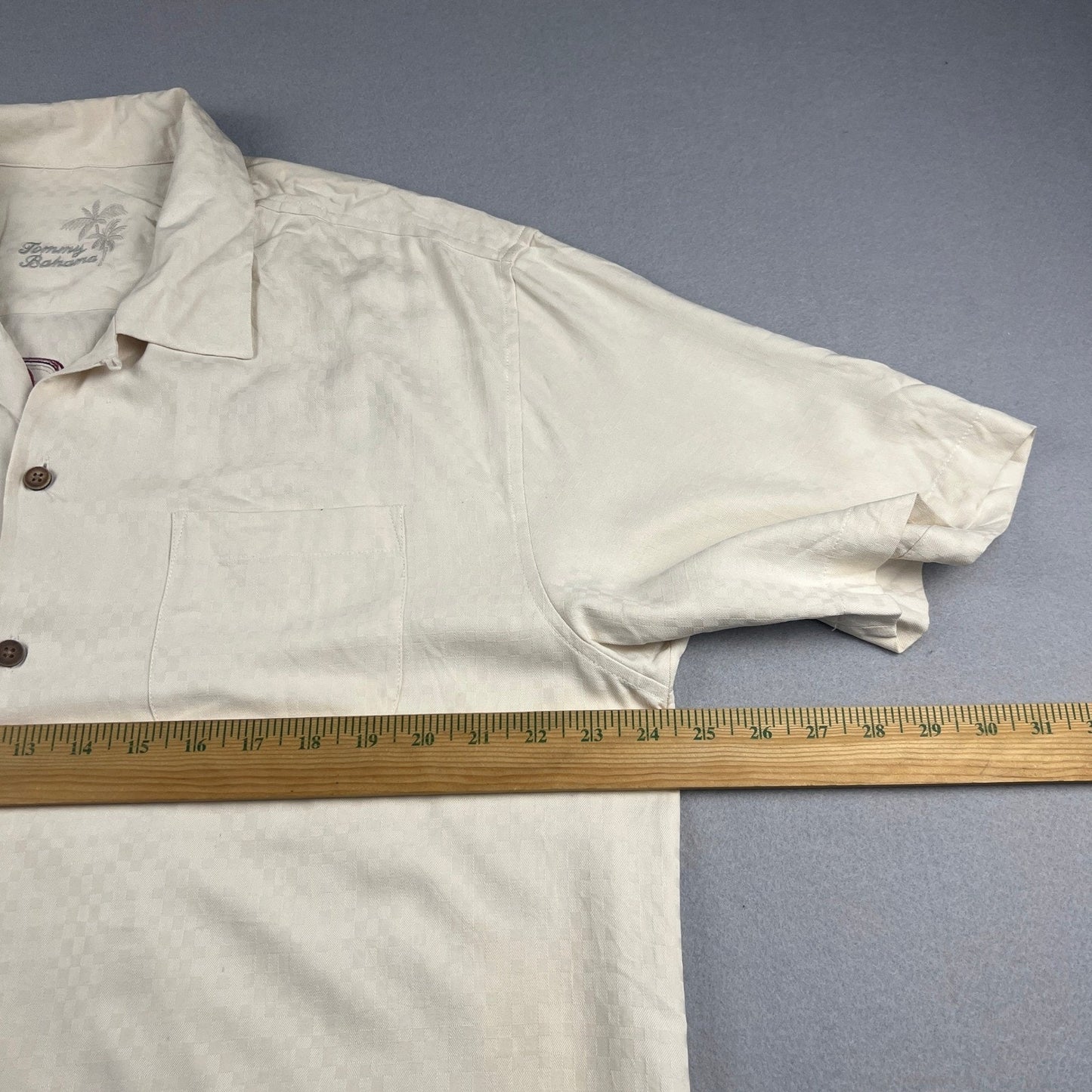 Tommy Bahama Lip Out Martini Shirt Mens Large Cream Silk Embroidered Camp Golf